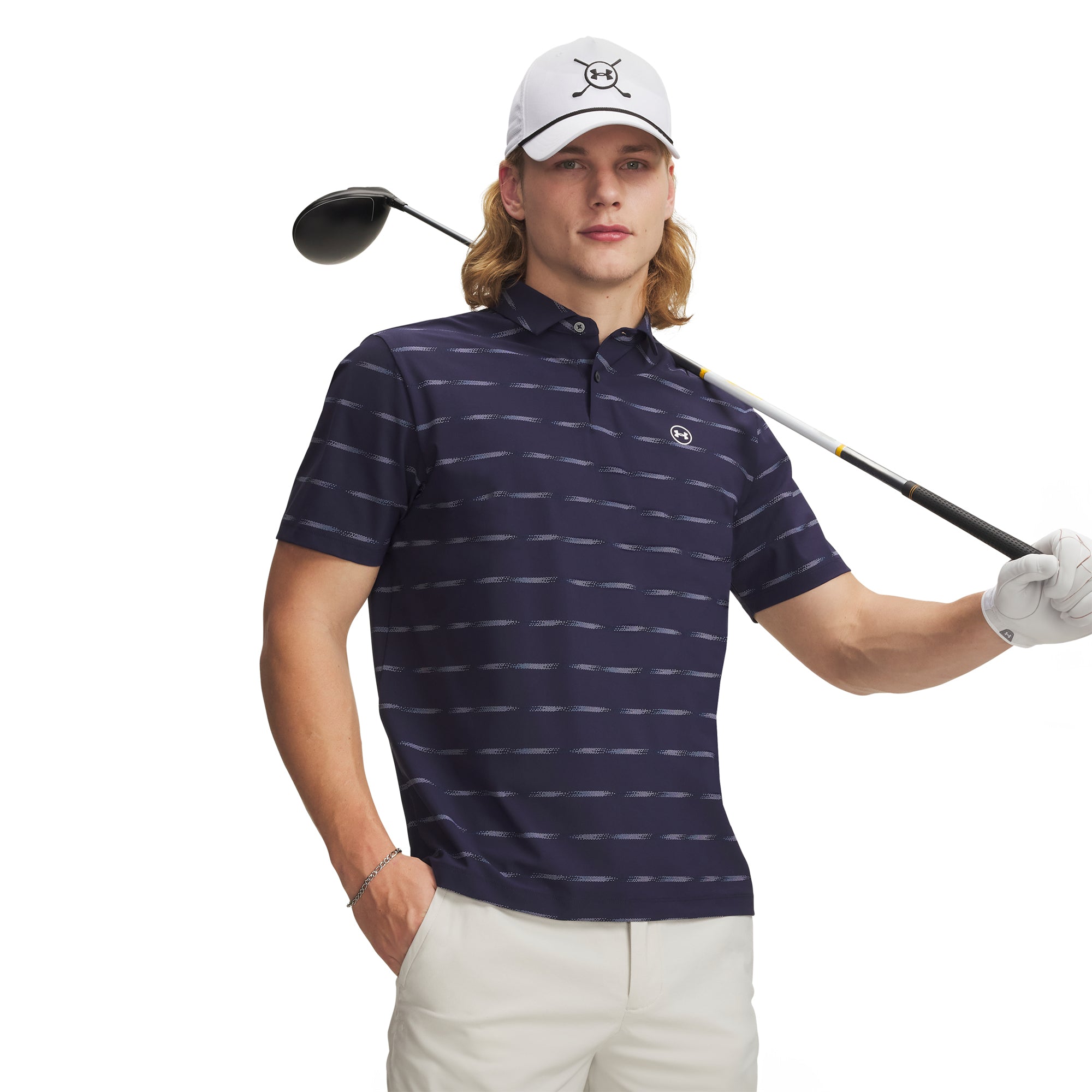 Under Armour Golf Drive Chill Printed Polo - Midnight Navy/Blue