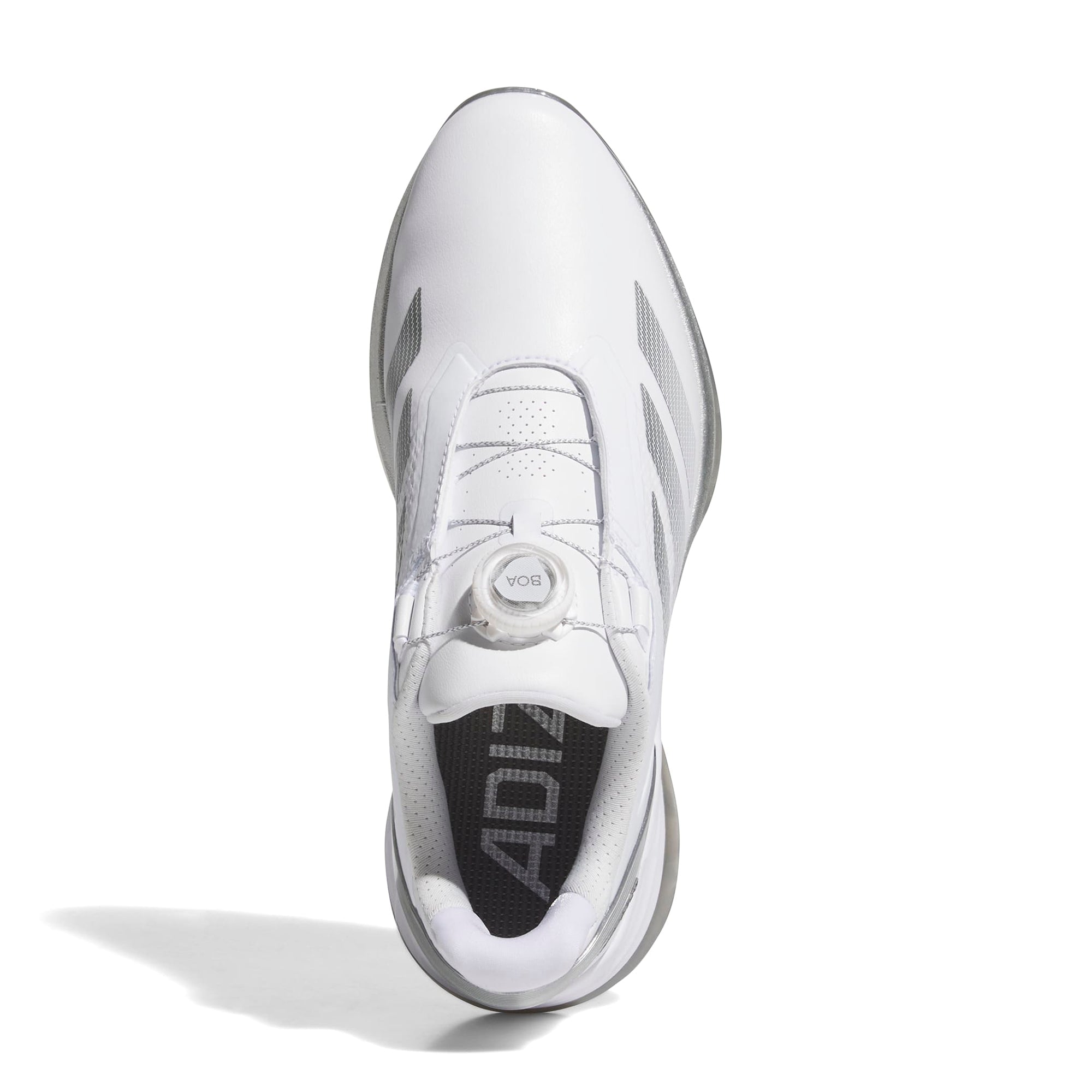 adidas Adizero ZG LO BOA Golf Shoes - White/Iron Metallic/Silver