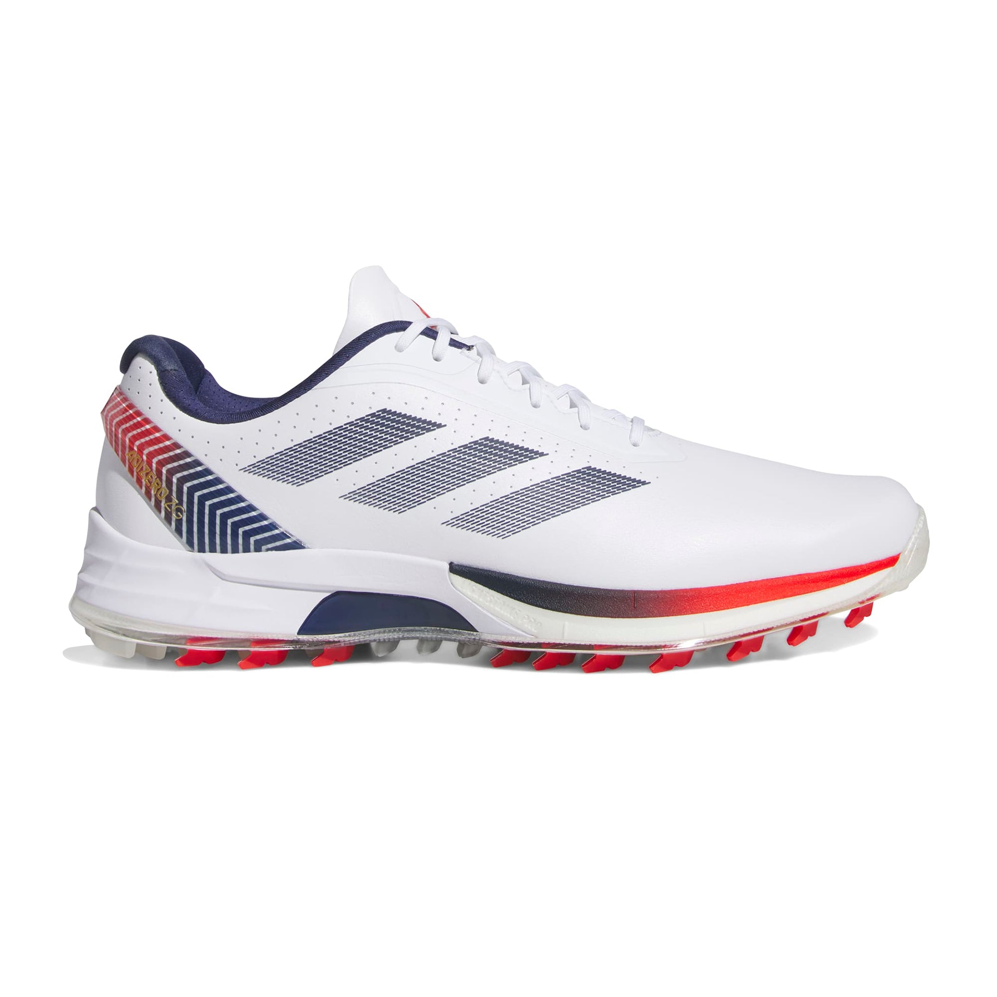 adidas Adizero ZG Golf Shoes - White/Dark Blue/Red - JS1898