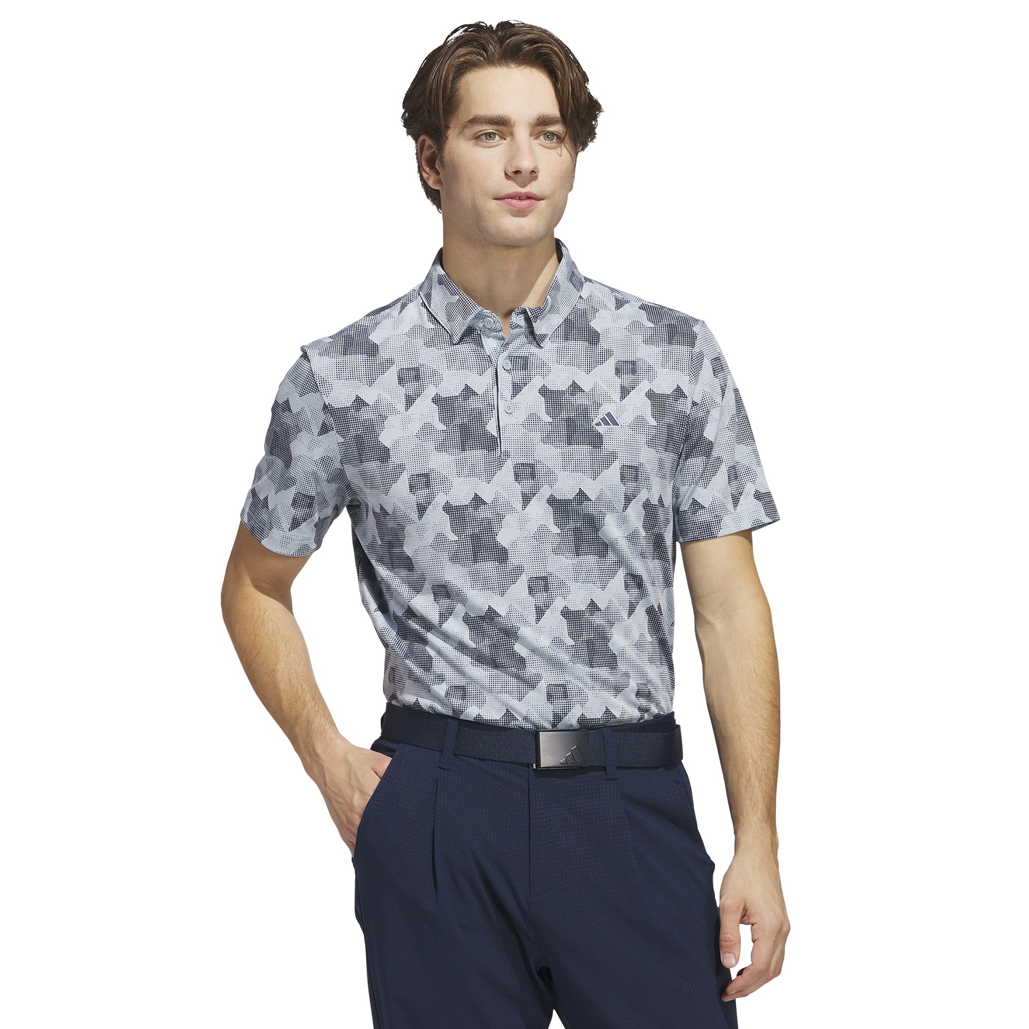 adidas Golf Go-To Print Shirt - Wonder Blue/Collegiate Navy