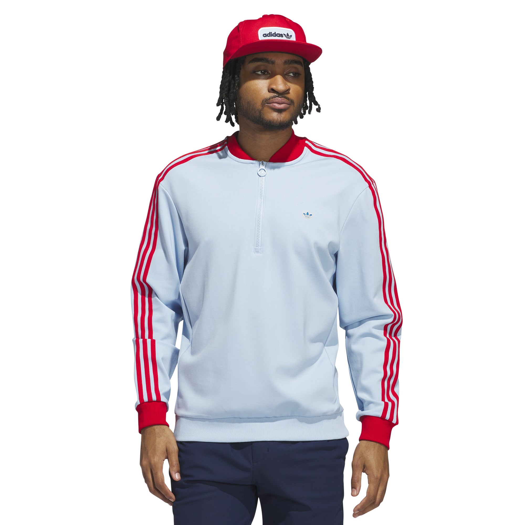adidas Golf Originals 3-Stripes 1/4 Zip Clear Sky JP2060
