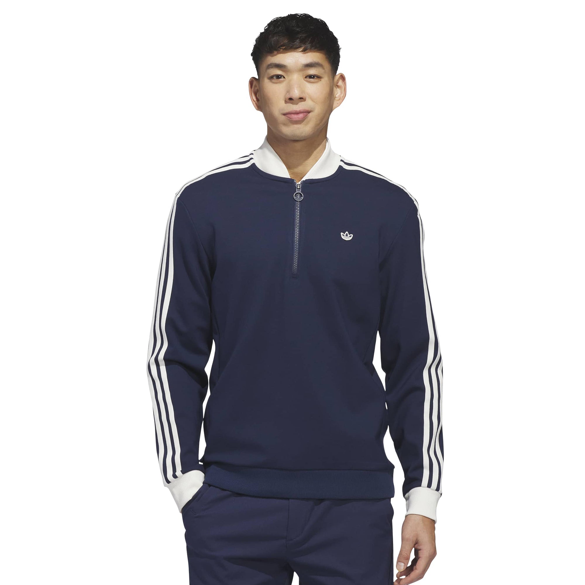 adidas Golf Originals 3-Stripes 1/4 Zip - Night Indigo/Chalk White 