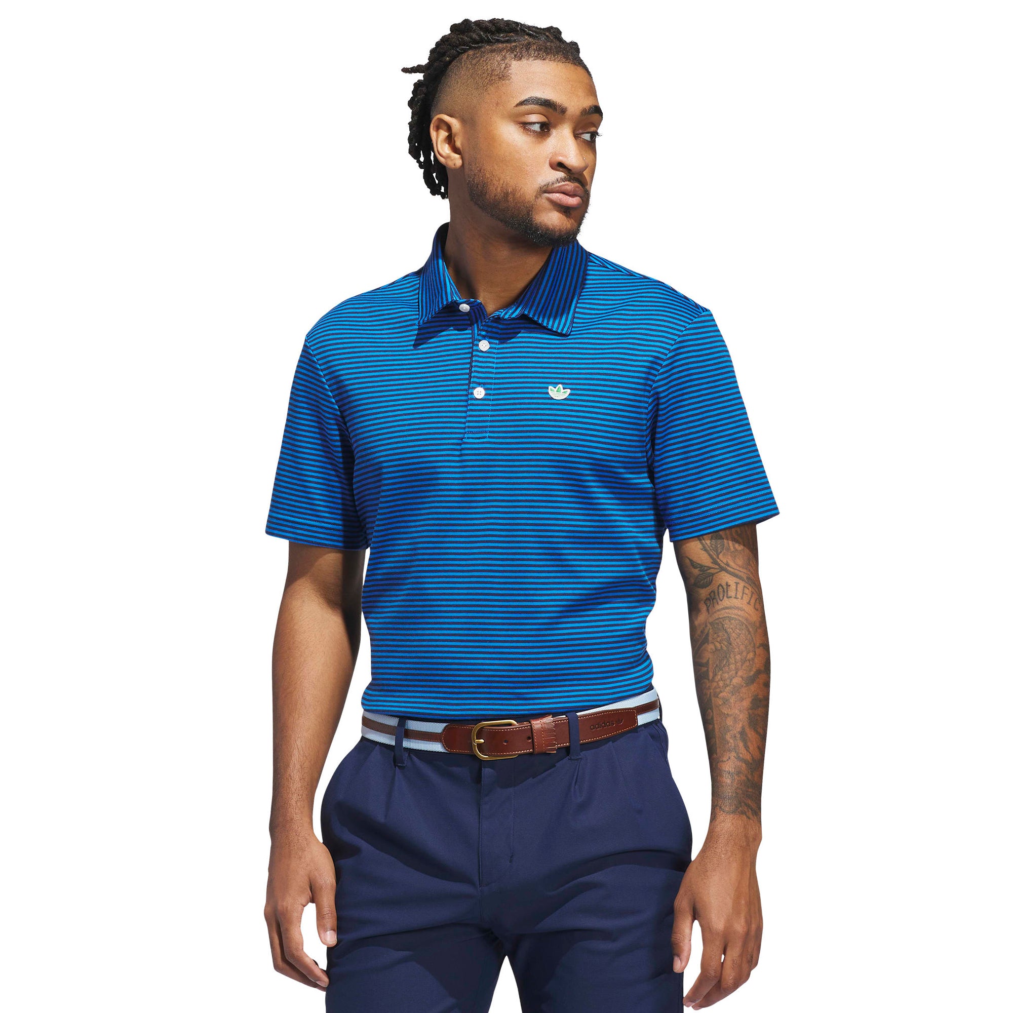 adidas Golf Originals Knitted Stripe Shirt Bluebird/Night Indigo