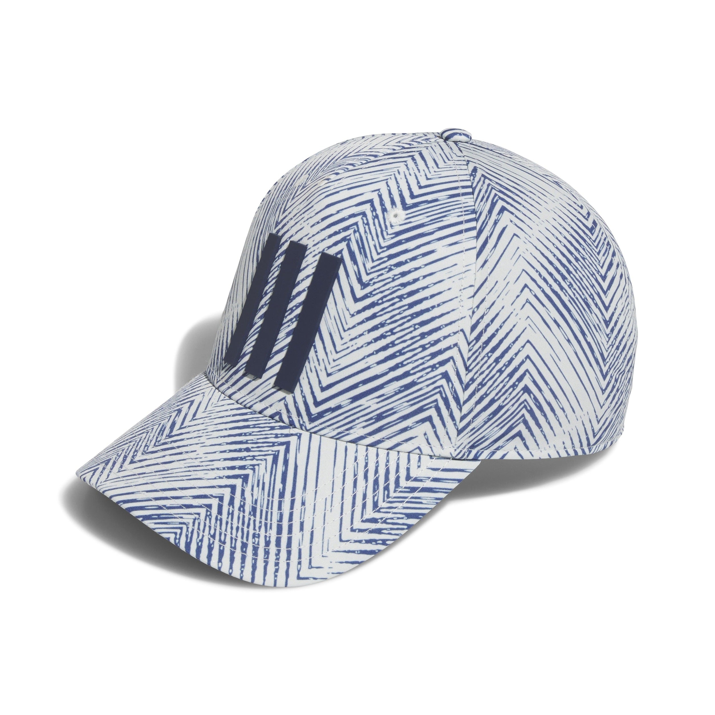 adidas Golf Tour 3-Stripe Print Snapback Cap - White/Grey One adidas Golf Tour 3-Stripe Print Snapback Cap - White/Grey One
