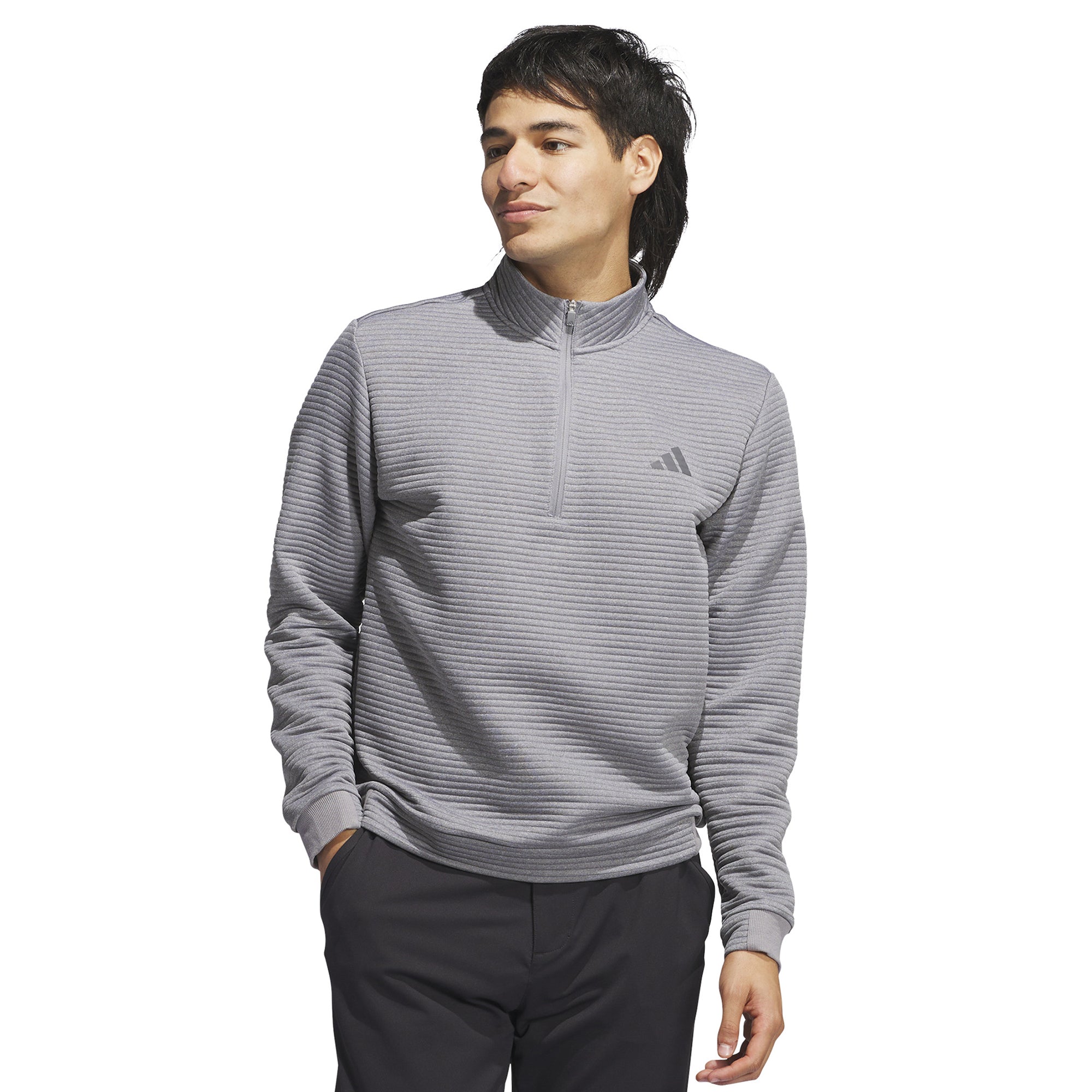 adidas Golf Ultimate365 DWR Textured 1/4 Zip - Grey Three/White