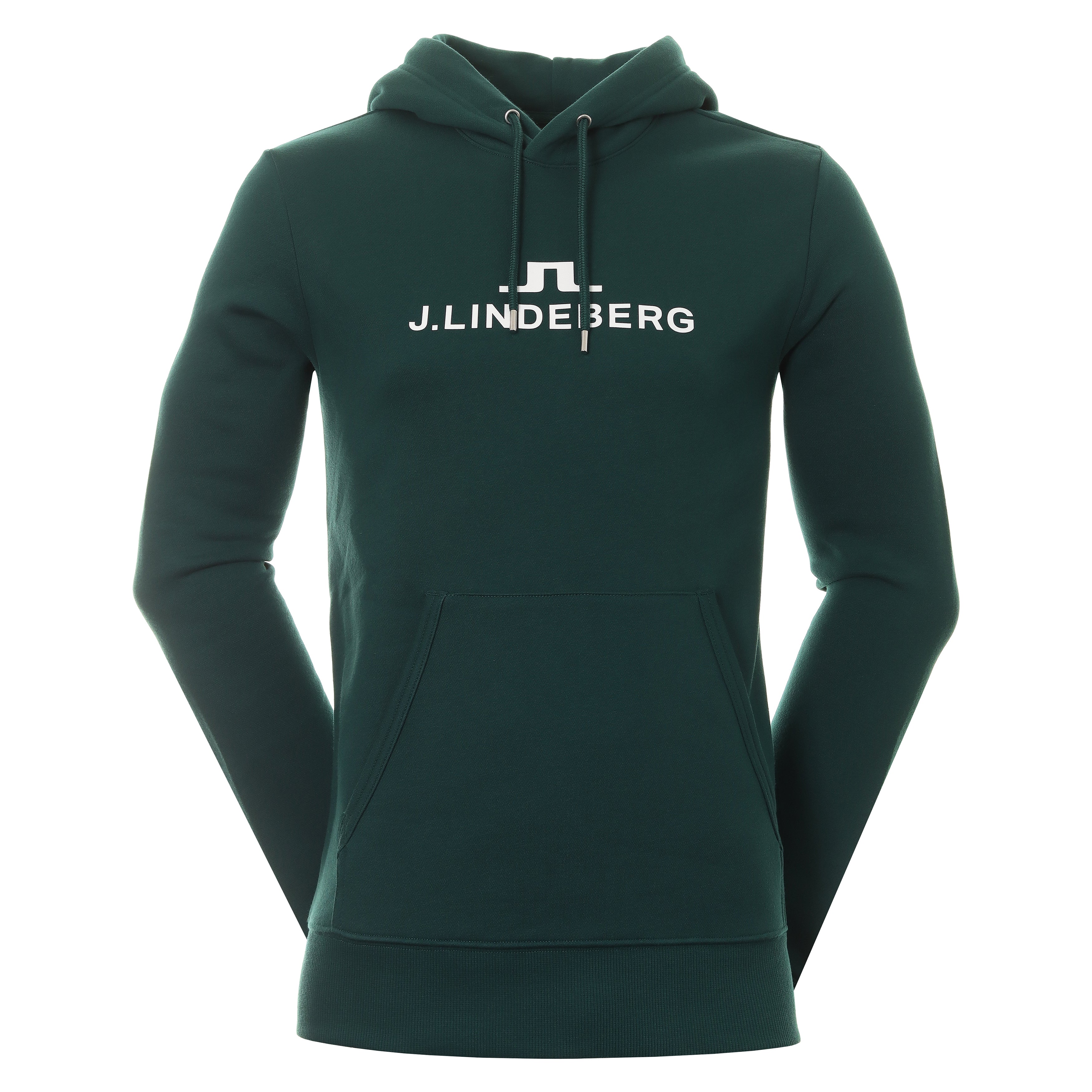 J.Lindeberg Alpha Cotton Fleece Hoodie AMJS07672 Rain Forest M374