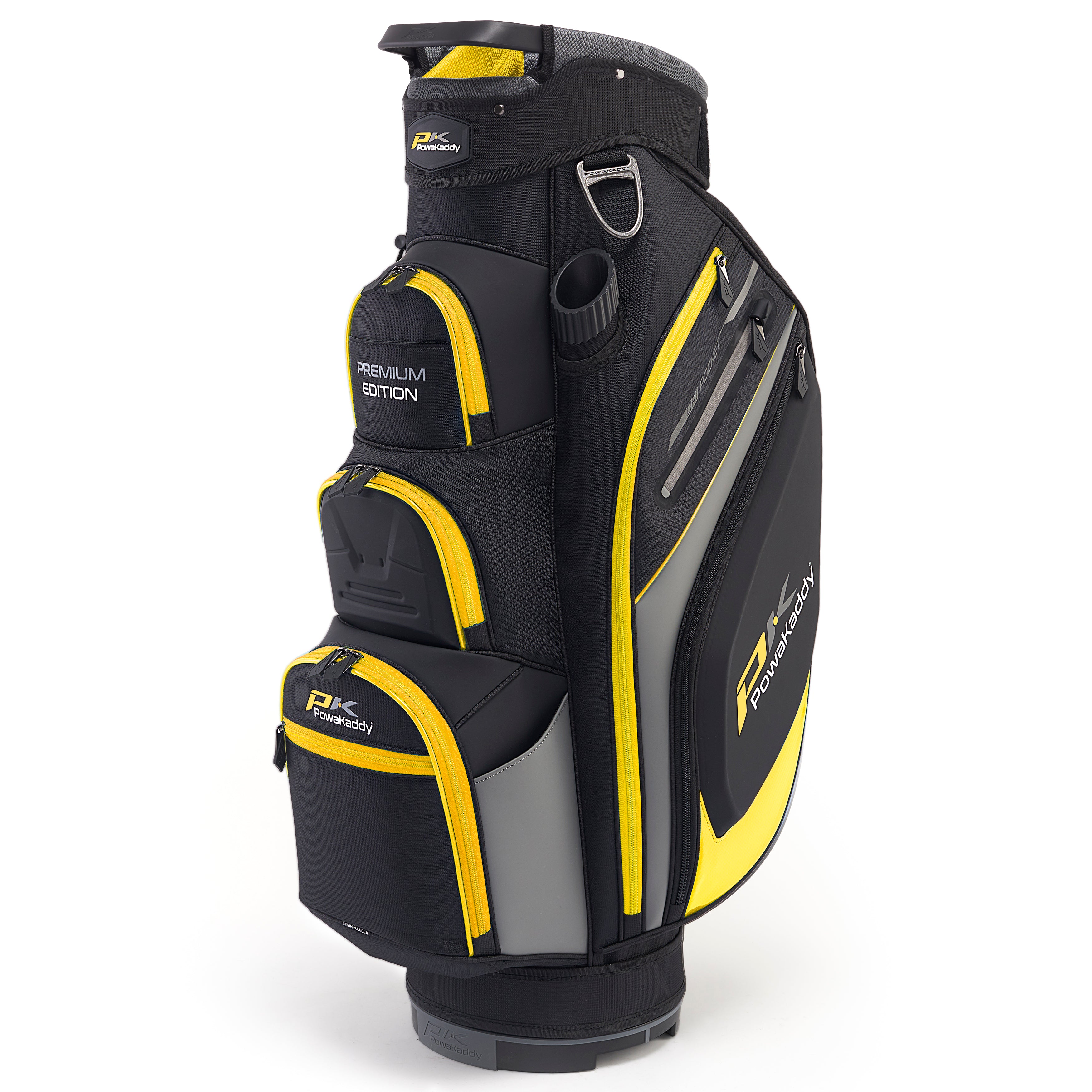 PowaKaddy Premium Edition Cart Bag 025030101 Black Gun Yellow