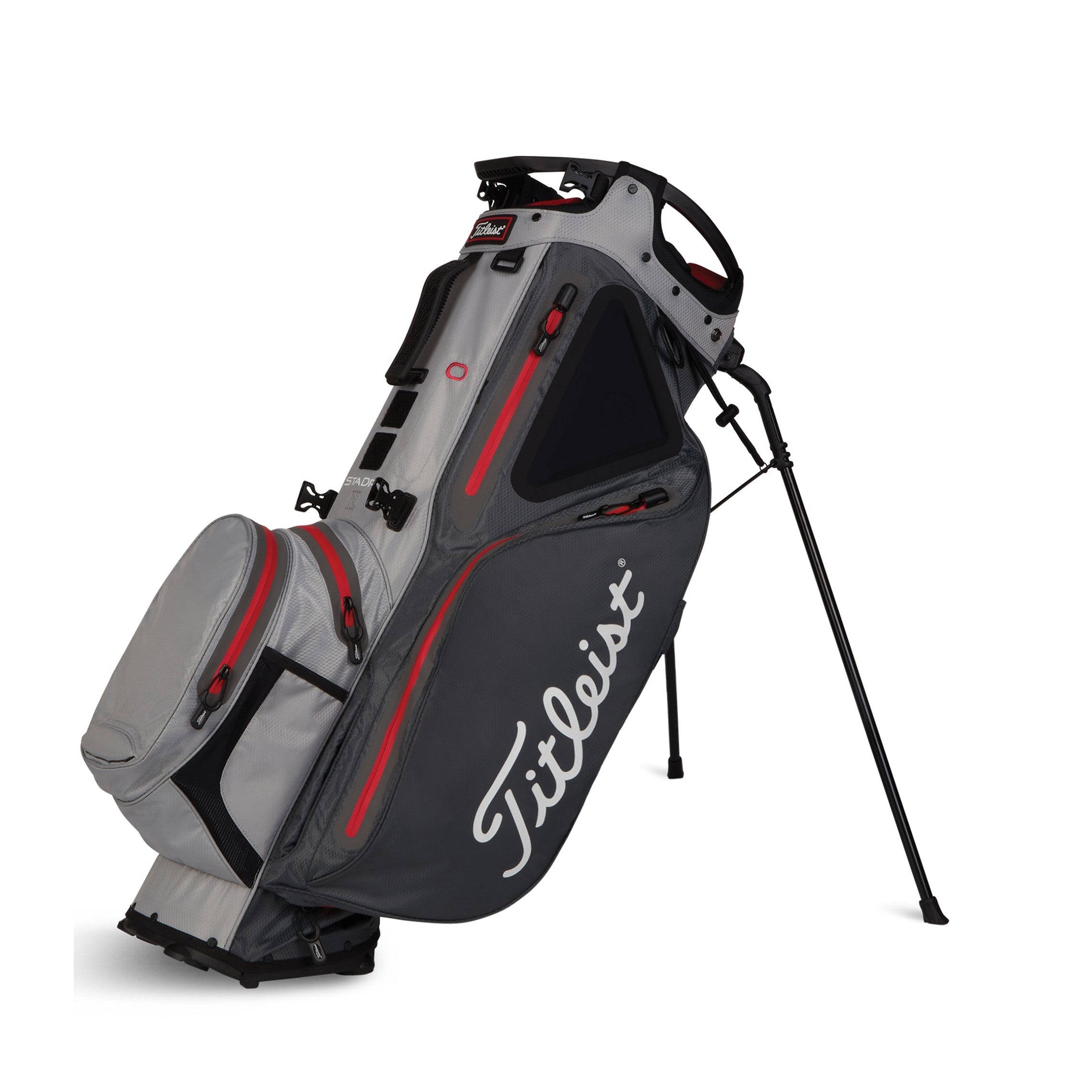 Titleist Hybrid 14 Stadry Golf Stand Bag - Charcoal/Grey/Red Titleist Hybrid 14 Stadry Golf Stand Bag - Charcoal/Grey/Red