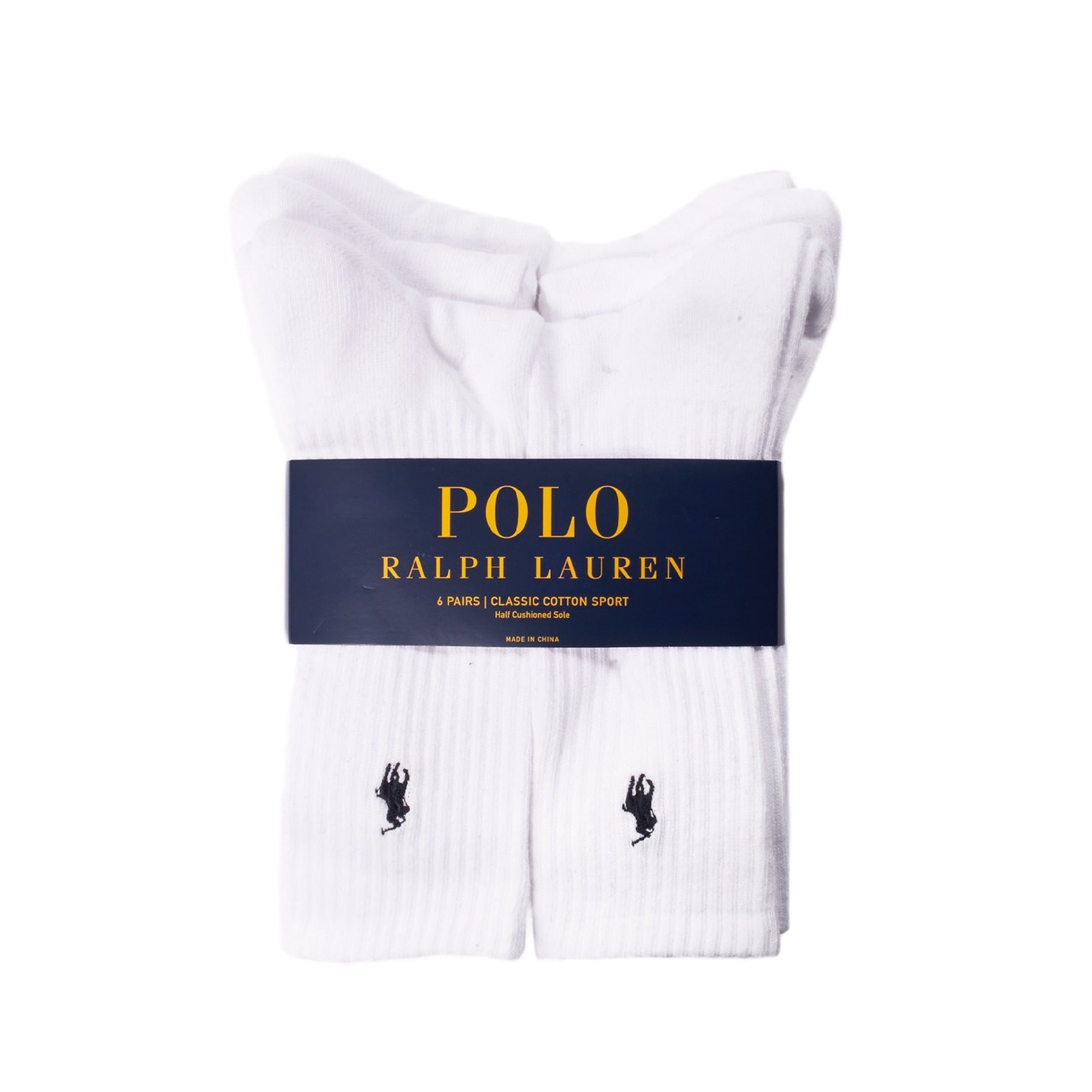 Mens Polo Ralph Lauren Rib Crew Socks 6 Pack 449723763 White 001