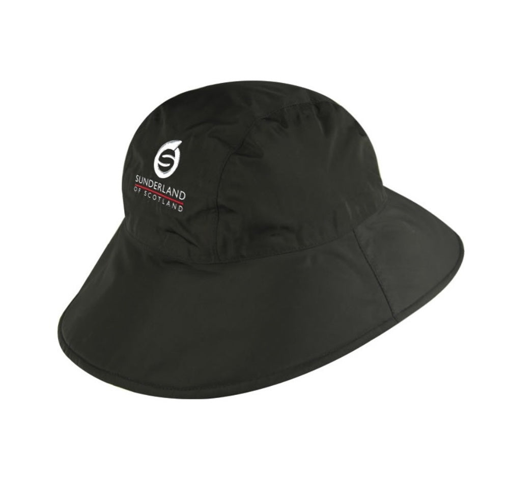 SUNDERLAND Men's Waterproof Wide Brim Bucket Hat in Black, Size Small