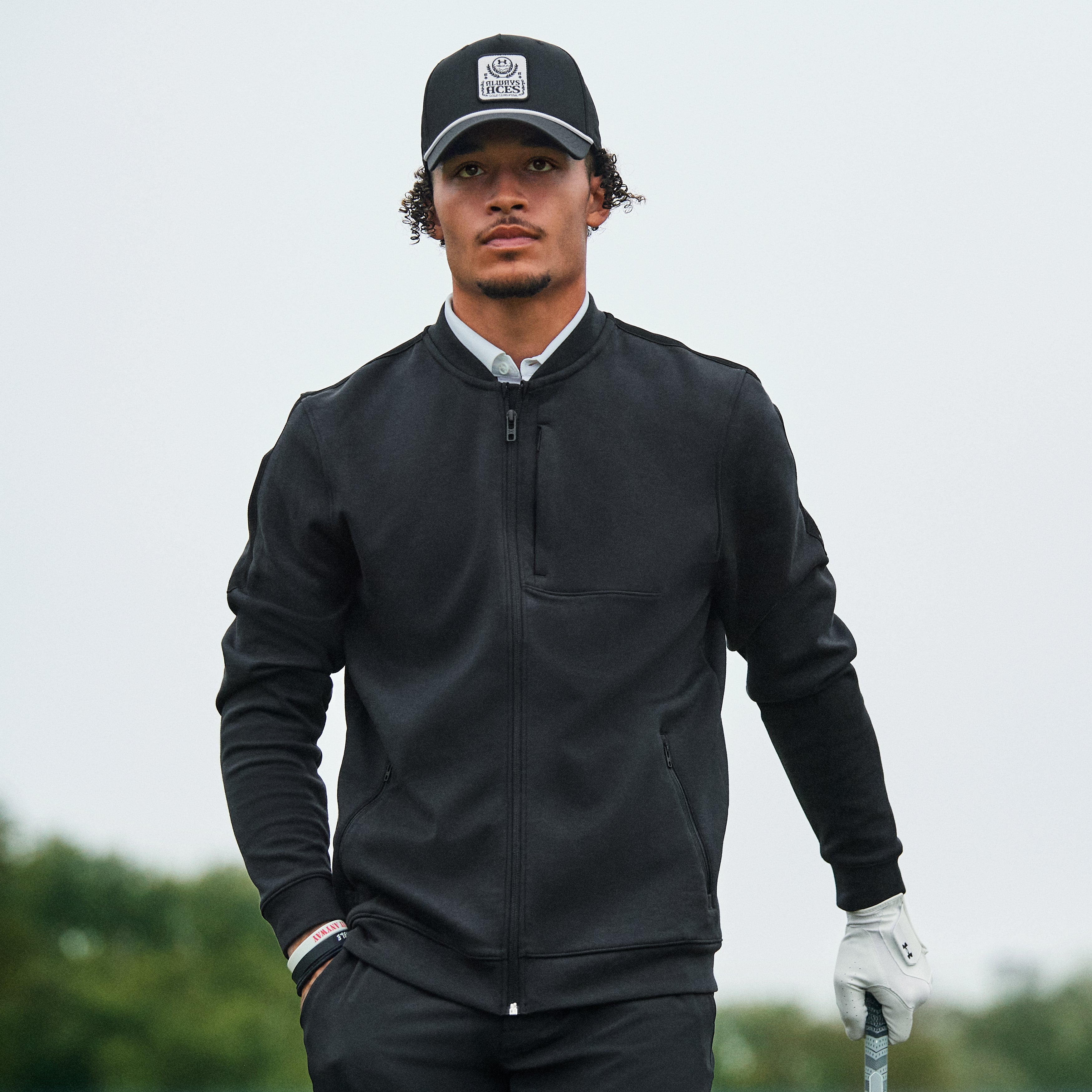 Under Armour Golf Tour Tips Full Zip Bomber 1383148 Black 001 