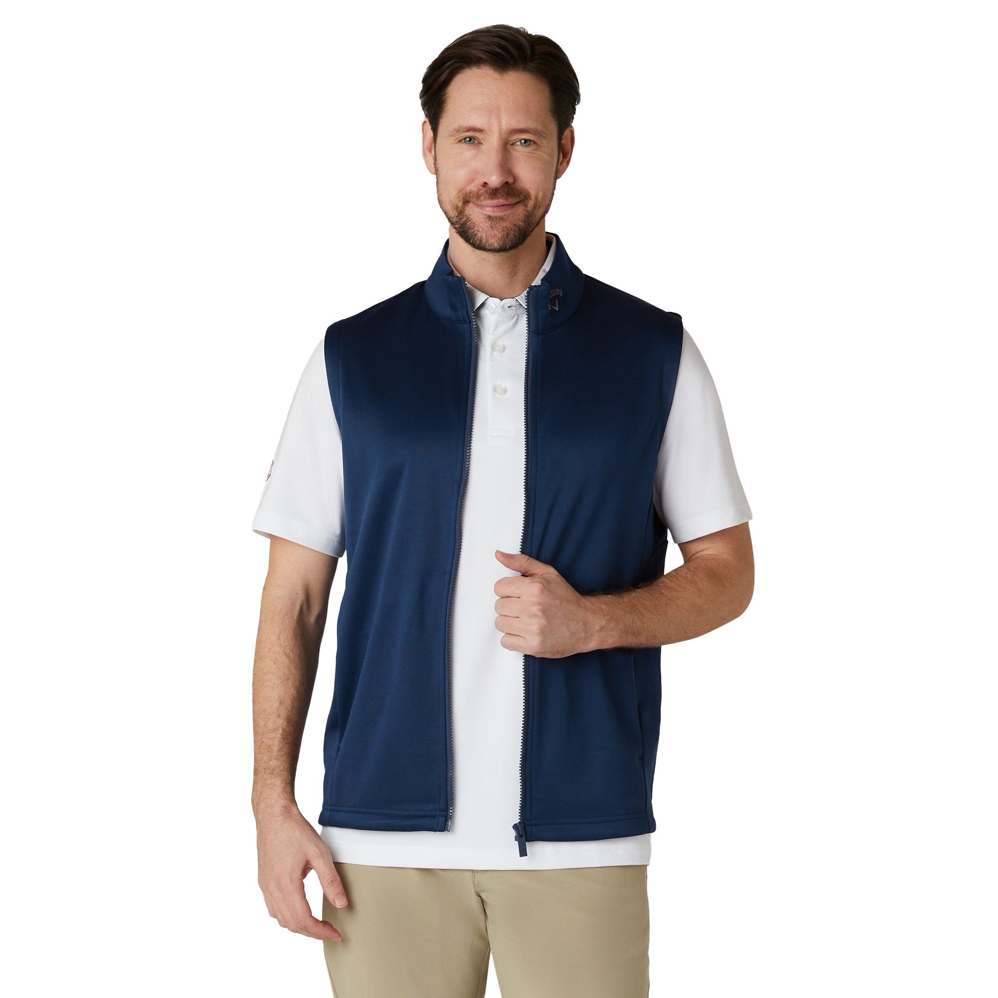 Callaway Golf 3 Chev Full Zip Vest Peacoat 410