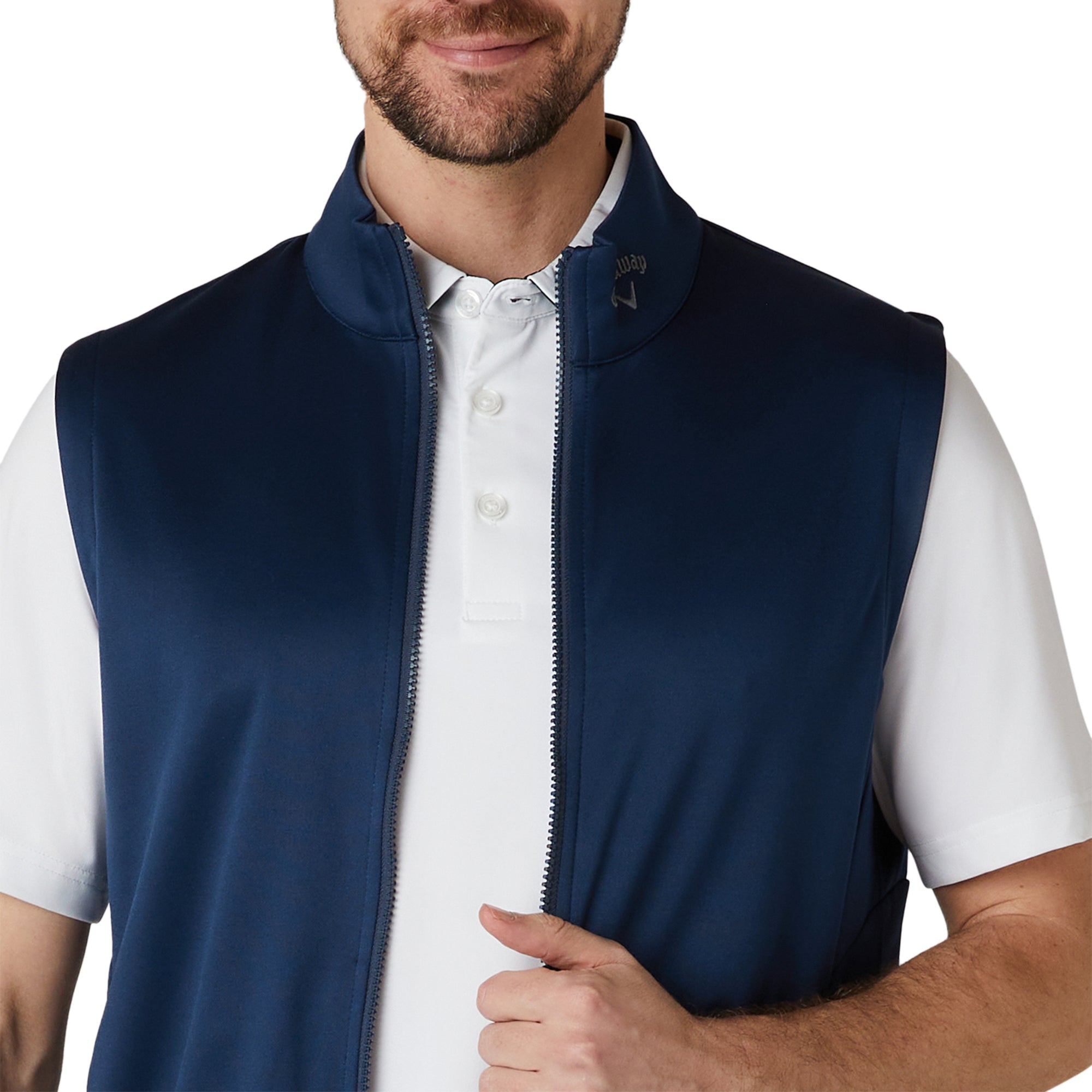 Callaway Golf 3 Chev Full Zip Vest Peacoat 410