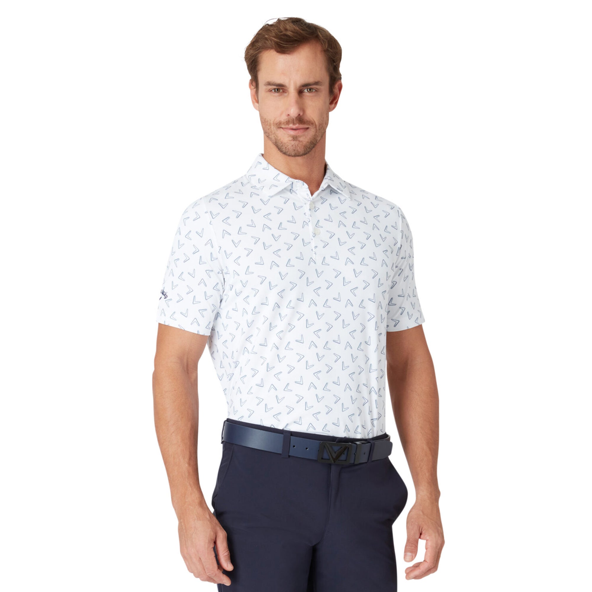 Callaway Golf All Over Large Chev Print Shirt Bright White 100