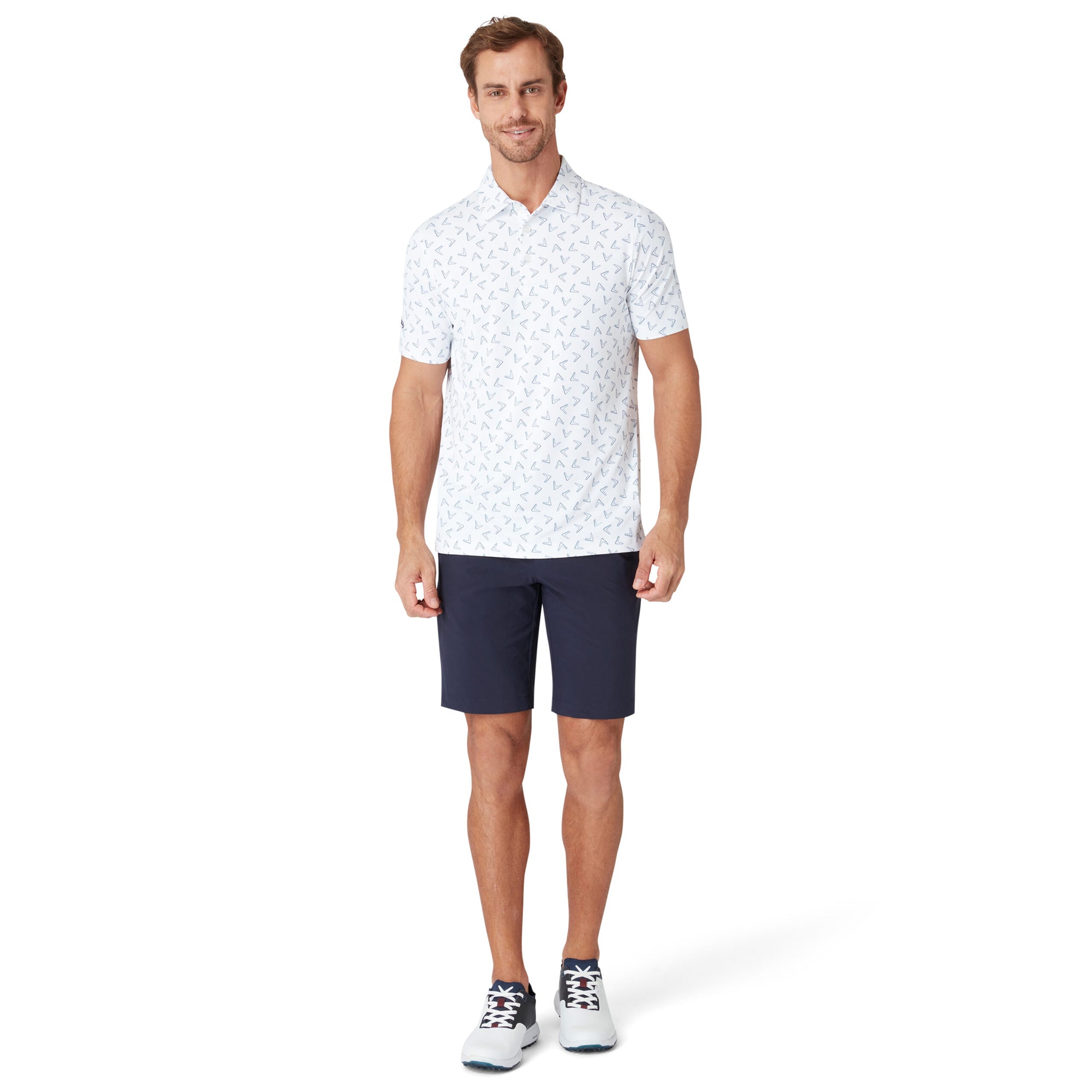 Callaway Golf All Over Large Chev Print Shirt Bright White 100