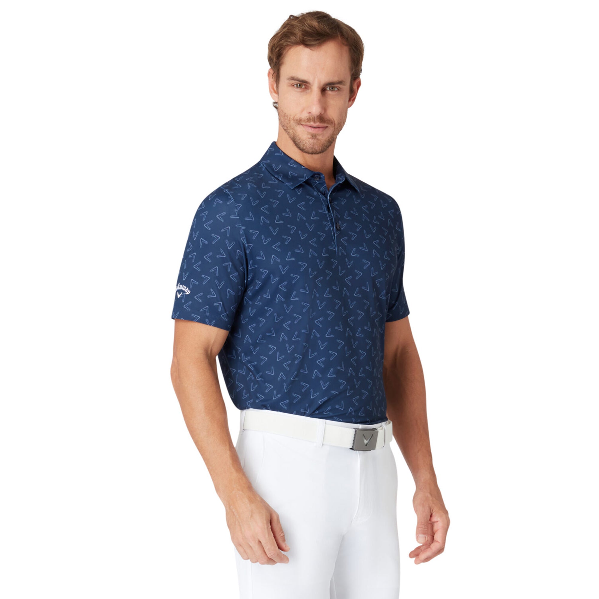 Callaway Golf All Over Large Chev Print Shirt Peacoat 410