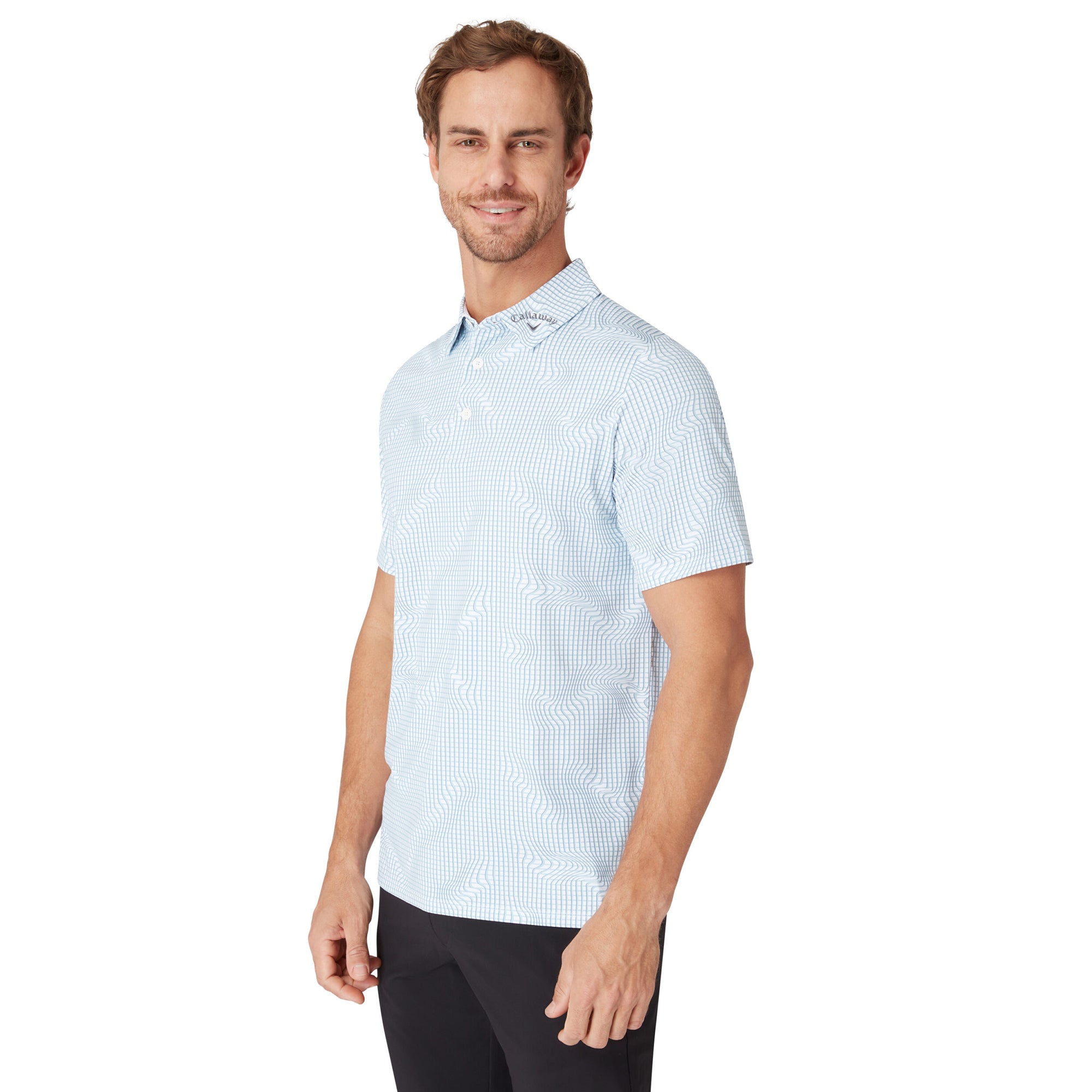 Callaway Golf Warped Gingham Print Polo Shirt Bright White 100