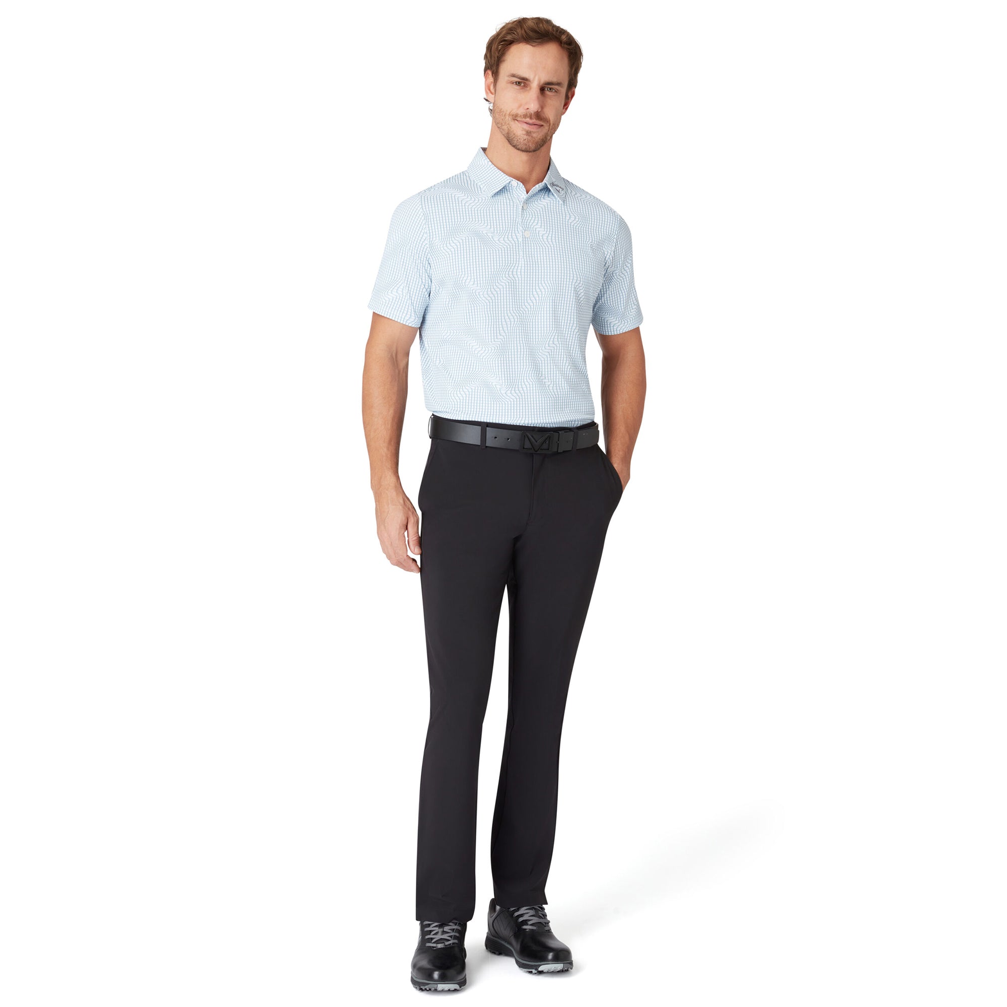 Callaway Golf Warped Gingham Print Polo Shirt Bright White 100