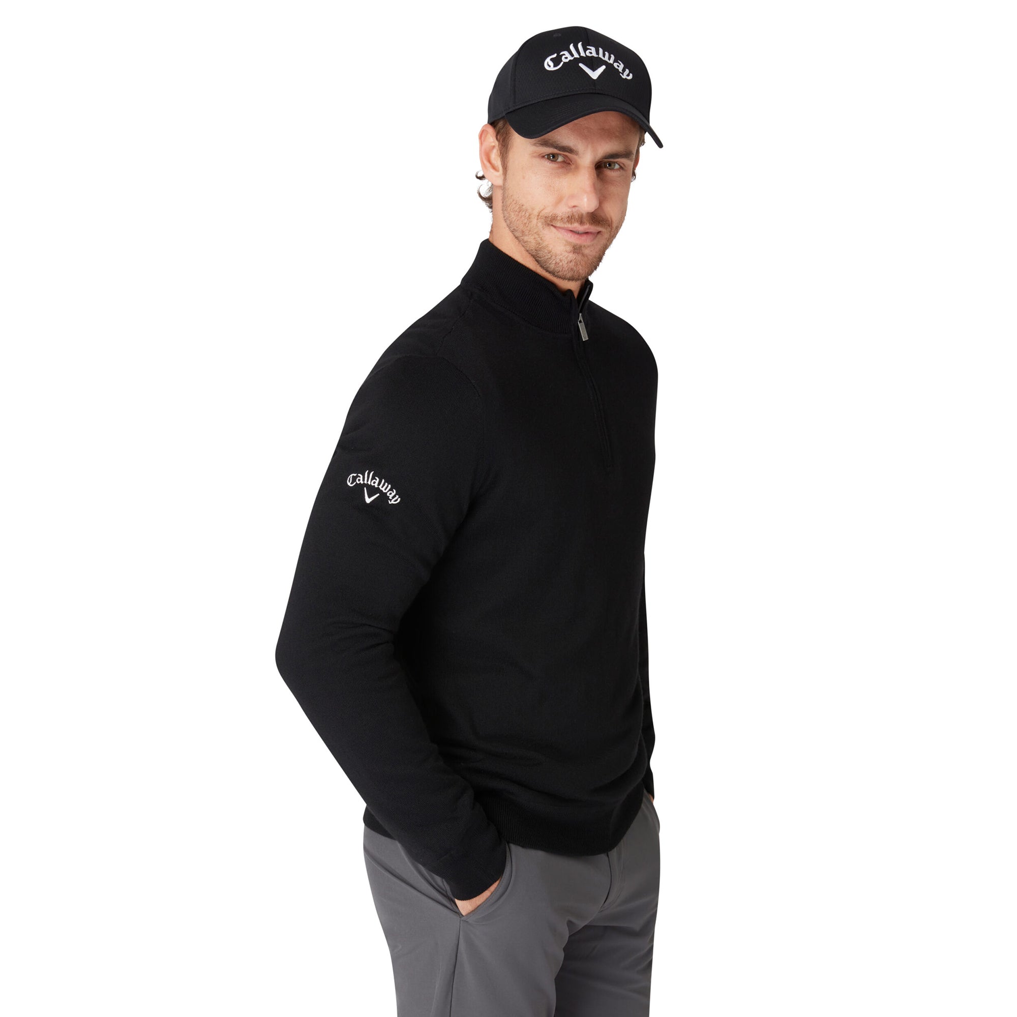 【美品】RENOMA GOLF NOIR 4WAY STRETCH ZIP UP Greg Norman Performance Blend Lined 1/4 Zip Golf Wind Sweater