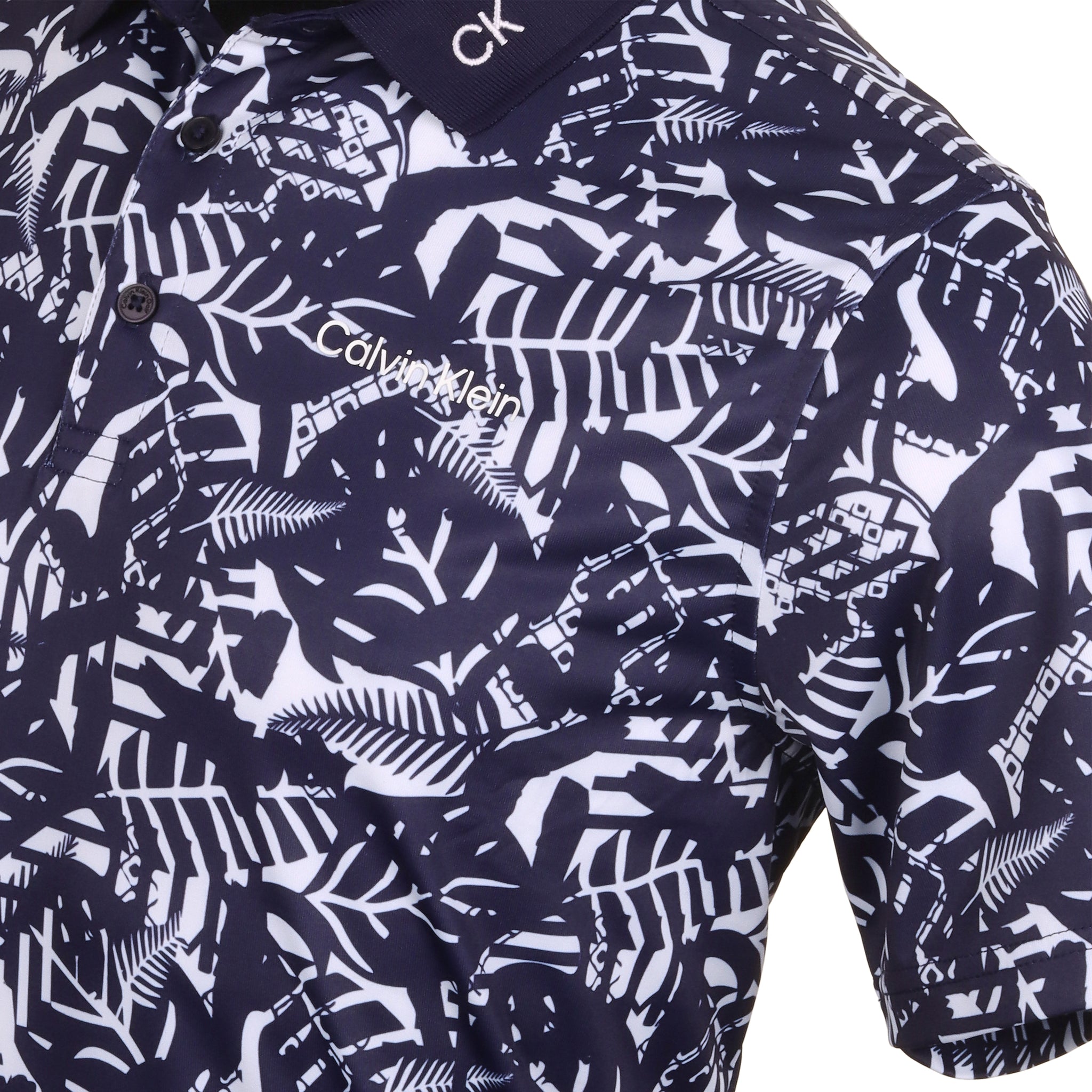 Calvin Klein Golf Abstract Print Shirt White/Evening Blue