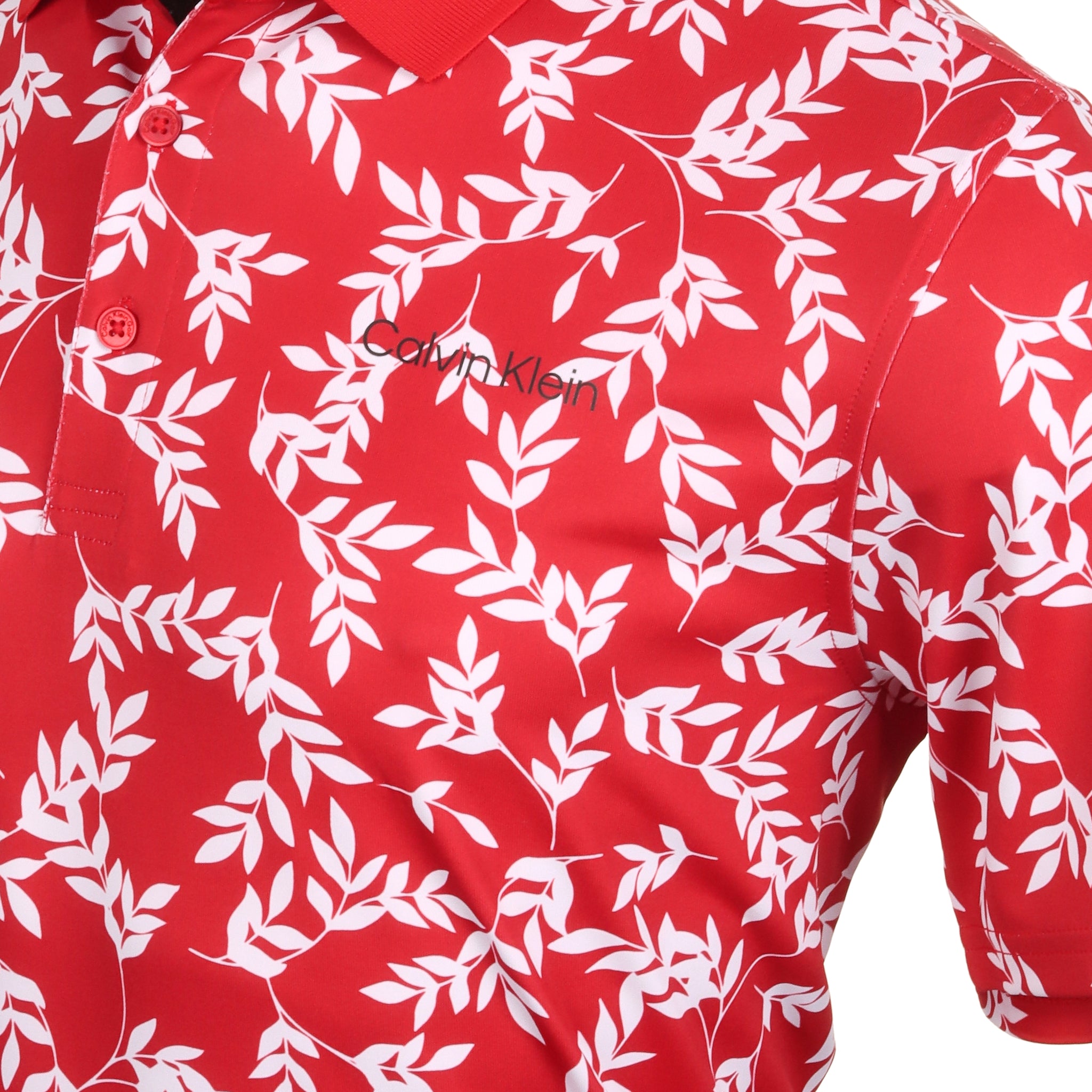 Calvin Klein Golf Leaf Print Shirt Red/White
