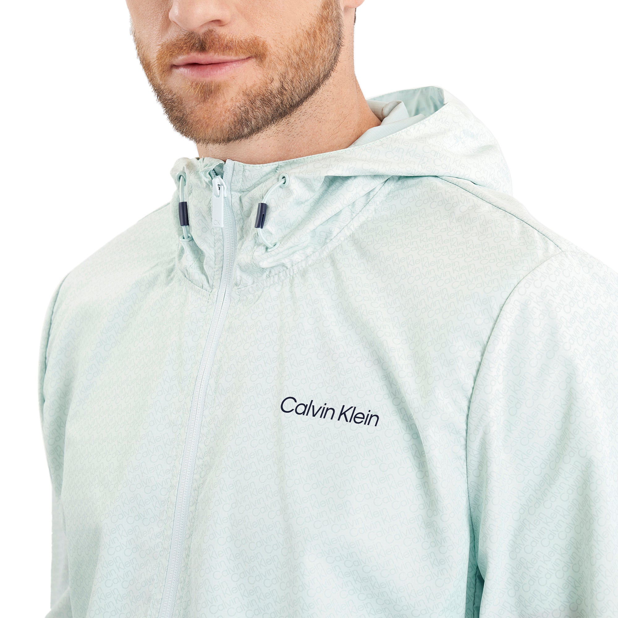 Calvin Klein Golf Printed Windbreaker Jacket Light Jade