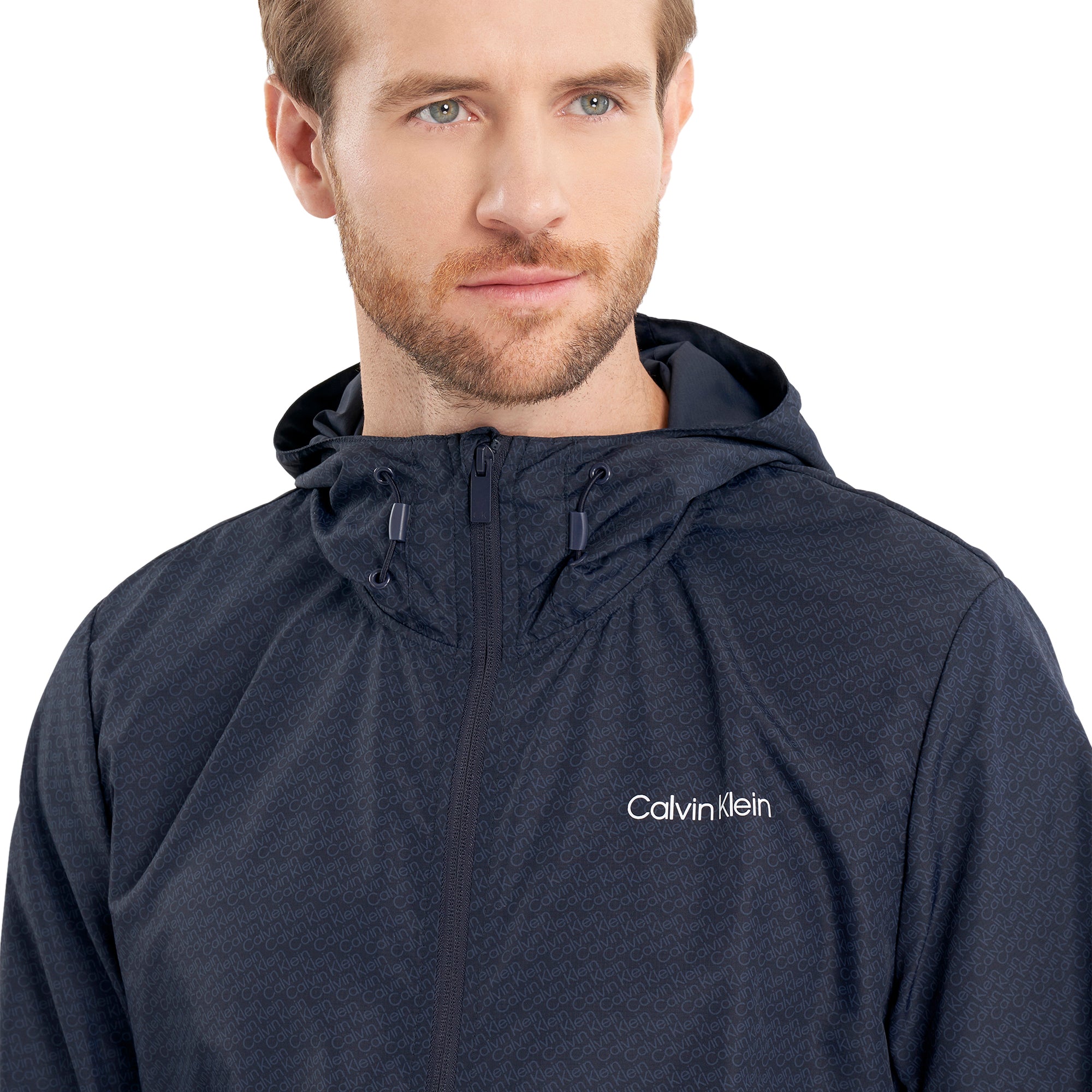 Calvin Klein Golf Printed Windbreaker Jacket Navy