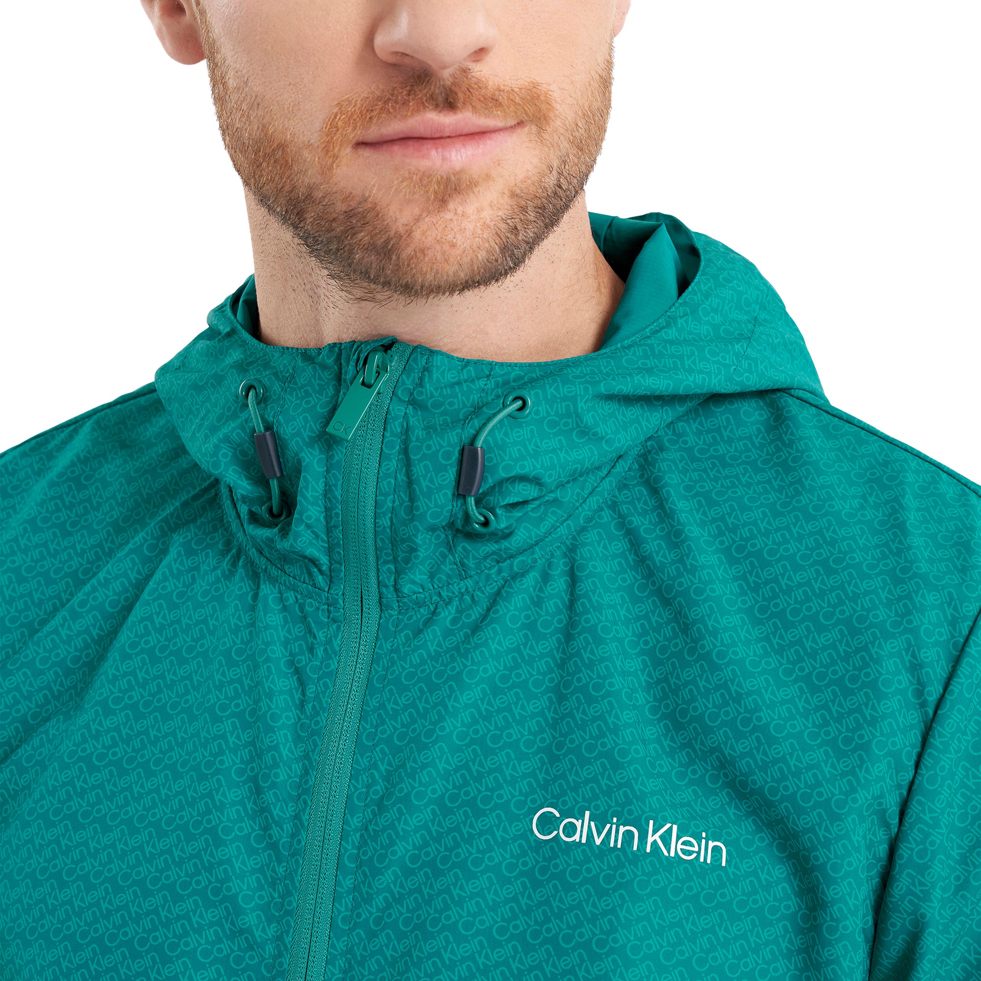 Calvin Klein Golf Printed Windbreaker Jacket Sea Green
