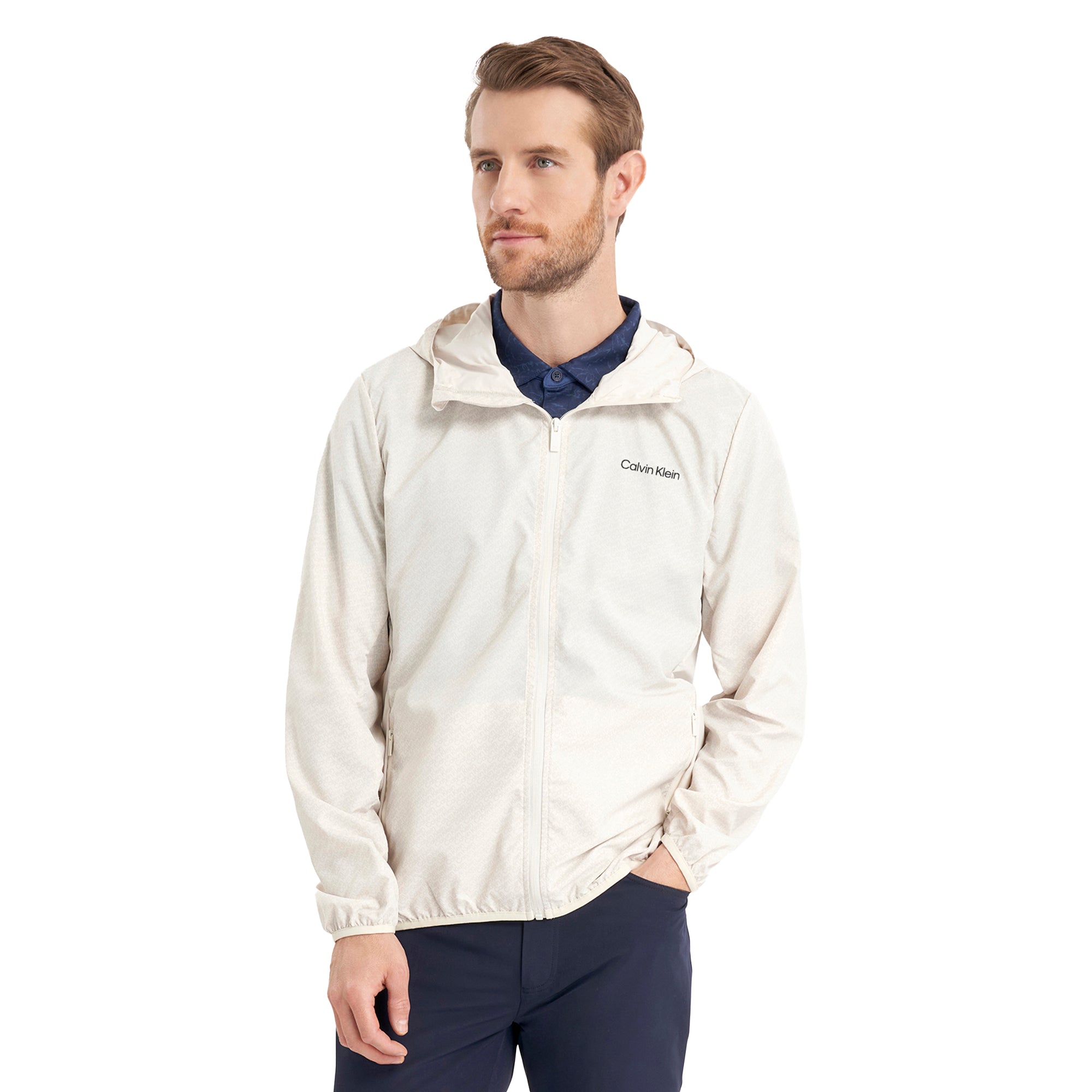 Calvin Klein Golf Printed Windbreaker Jacket Turtledove