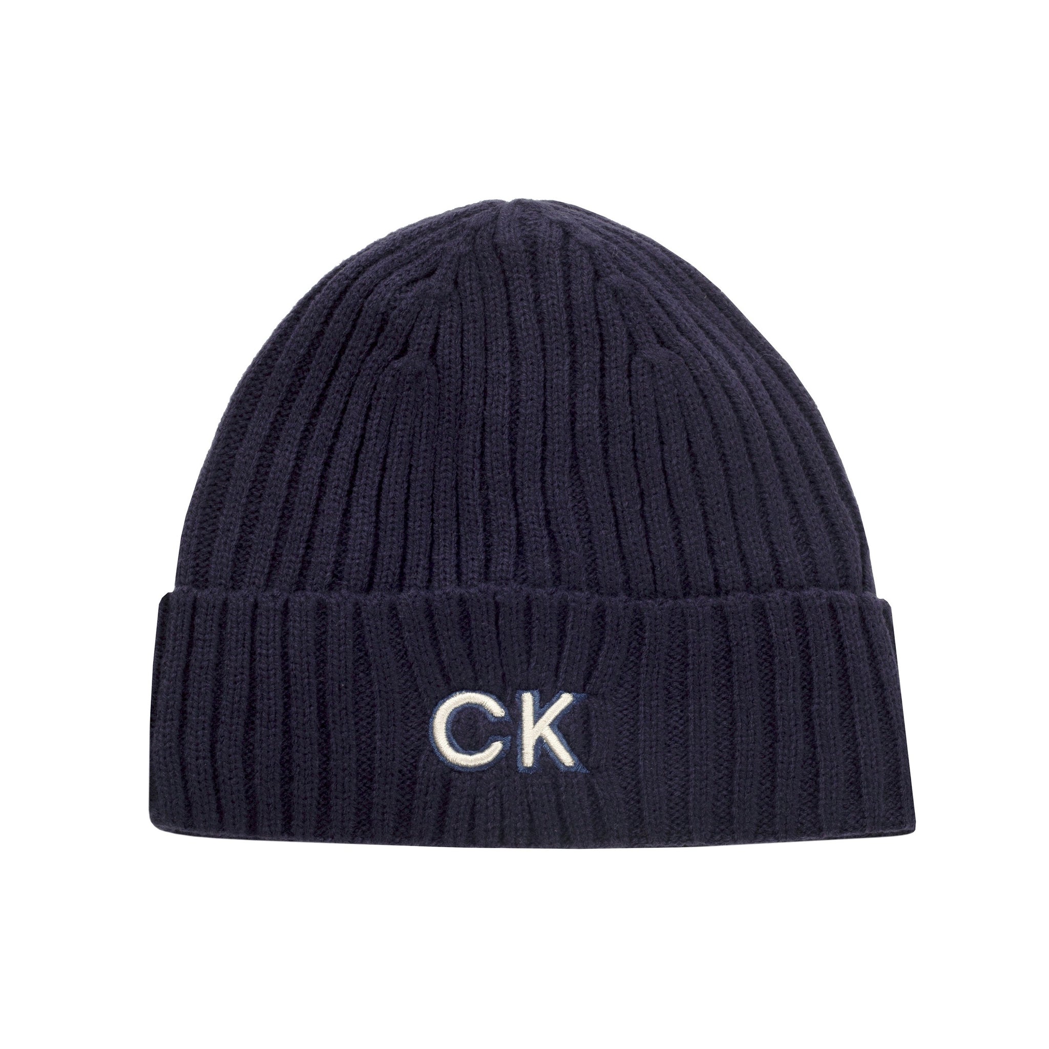 Calvin Klein Golf Ribbed Knit Beanie Evening Blue
