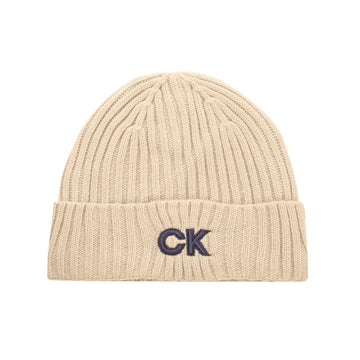Calvin Klein Golf Ribbed Knit Beanie Sand