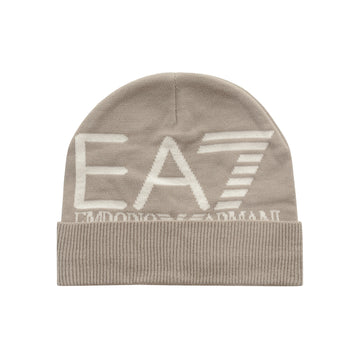 Emporio Armani EA7 Jacquard Knit Beanie Silver Cloud/White 04413