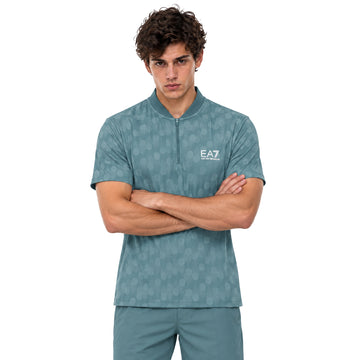 Emporio Armani EA7 Pro Serafino Graphic Zip Golf Polo Shirt