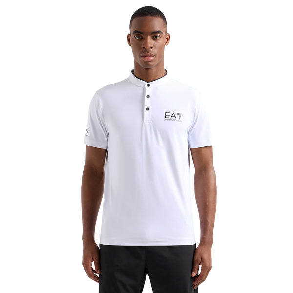 Emporio Armani EA7 Ventus7 Henley Polo Shirt - White 1100 - PJEMZ