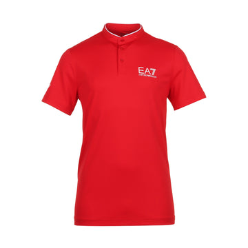 Emporio Armani EA7 Ventus7 Henley Polo Shirt Racing Red 1451