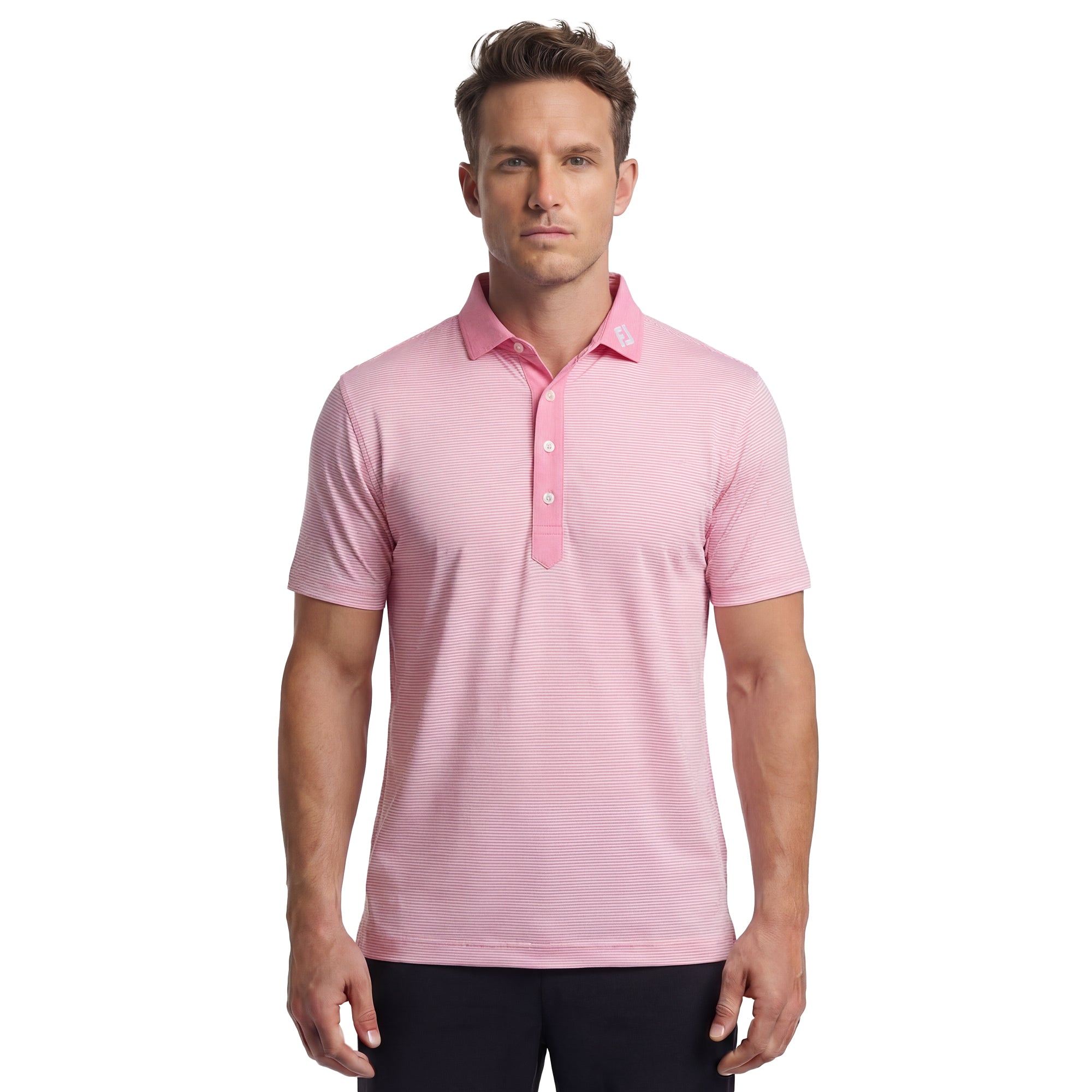 FootJoy Feeder Stripe Pique Golf Shirt - Field Green - 39248