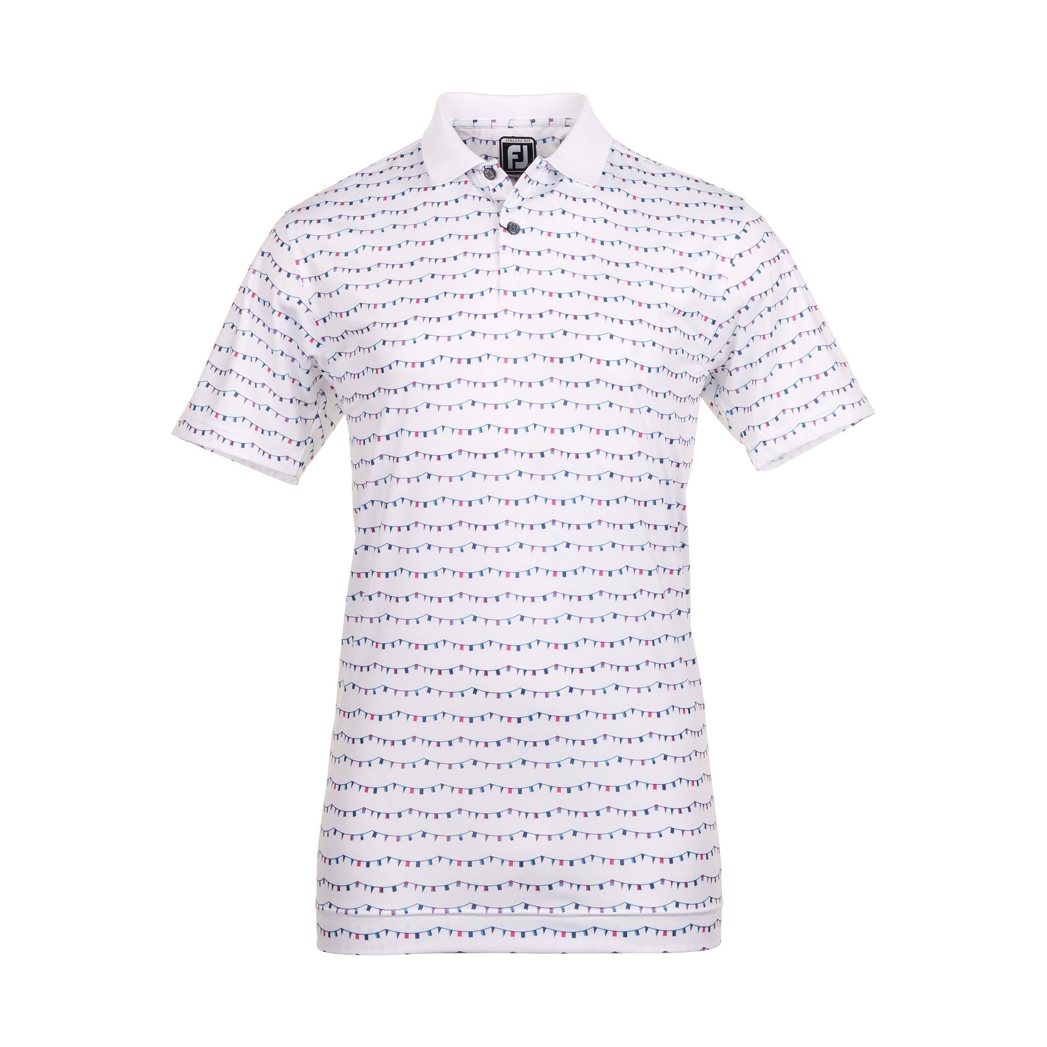 FootJoy Flag Banner Print Lisle Golf Shirt White