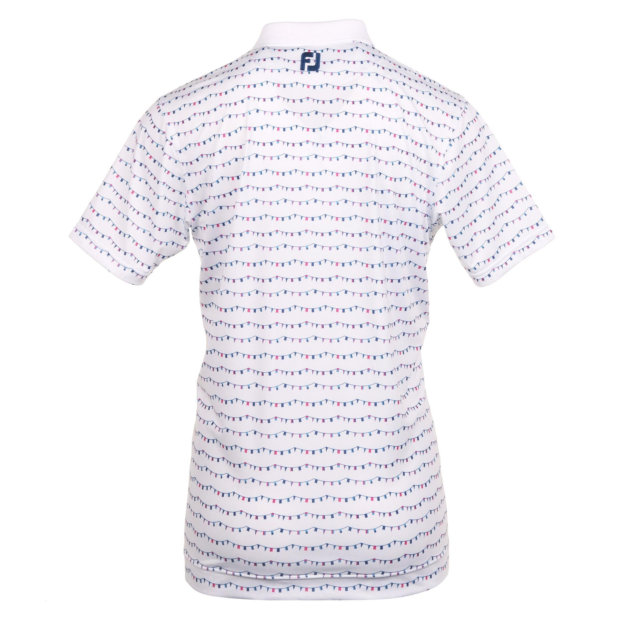FootJoy Flag Banner Print Lisle Golf Shirt White