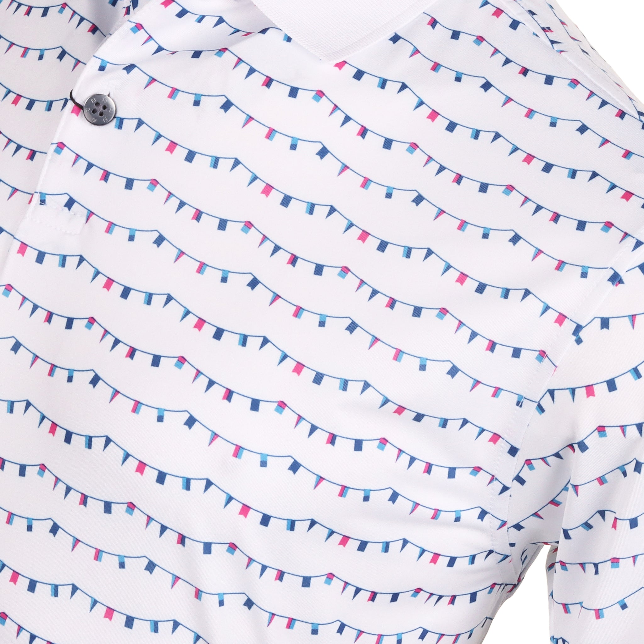 FootJoy Flag Banner Print Lisle Golf Shirt White