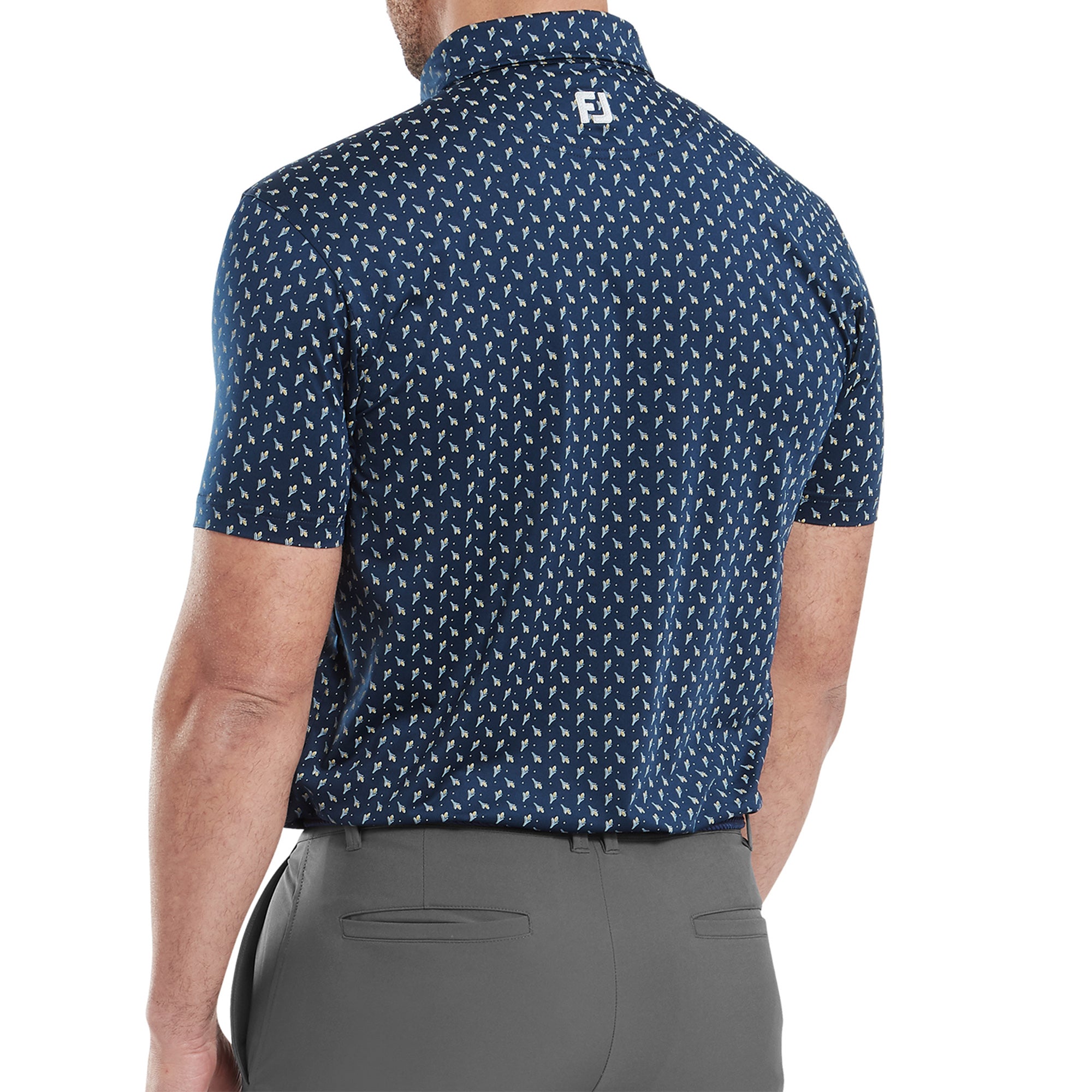 FootJoy Flower Bud Foulard Lisle Golf Shirt Navy