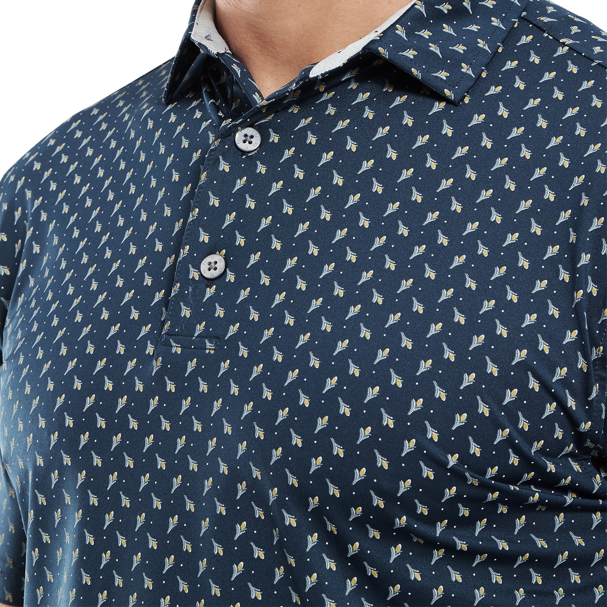 FootJoy Flower Bud Foulard Lisle Golf Shirt Navy
