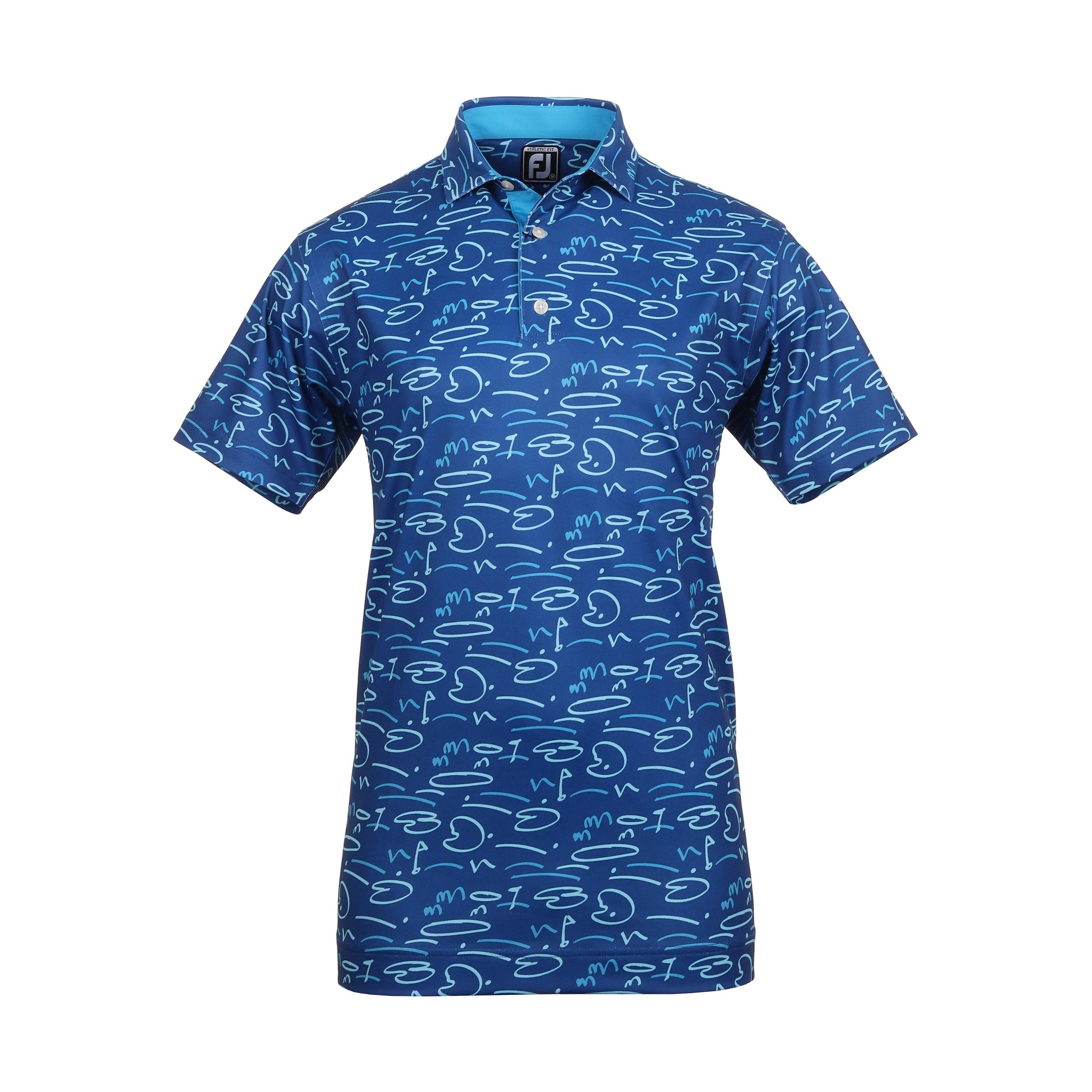 FootJoy Golf Course Doodle Pique Golf Shirt 81581 Deep Blue