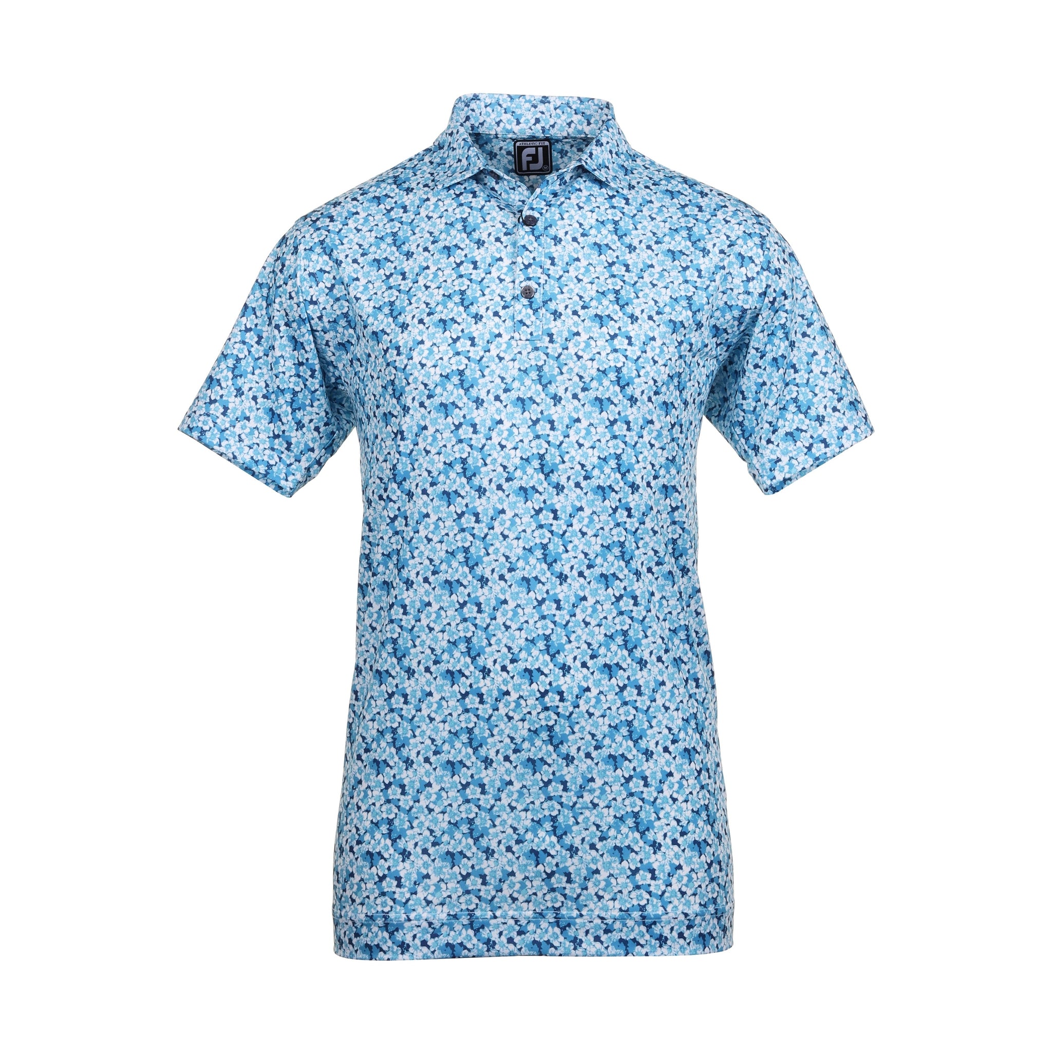 FootJoy Primrose Print Lisle Golf Shirt Ocean