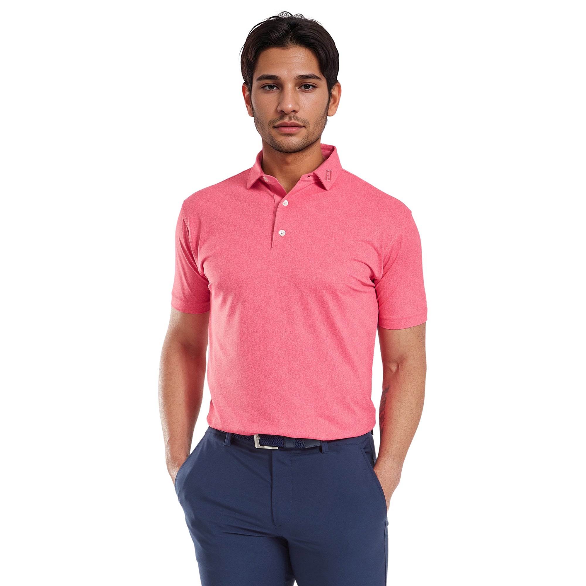 FootJoy Speckle Print Pique Golf Shirt Pink Lemonade