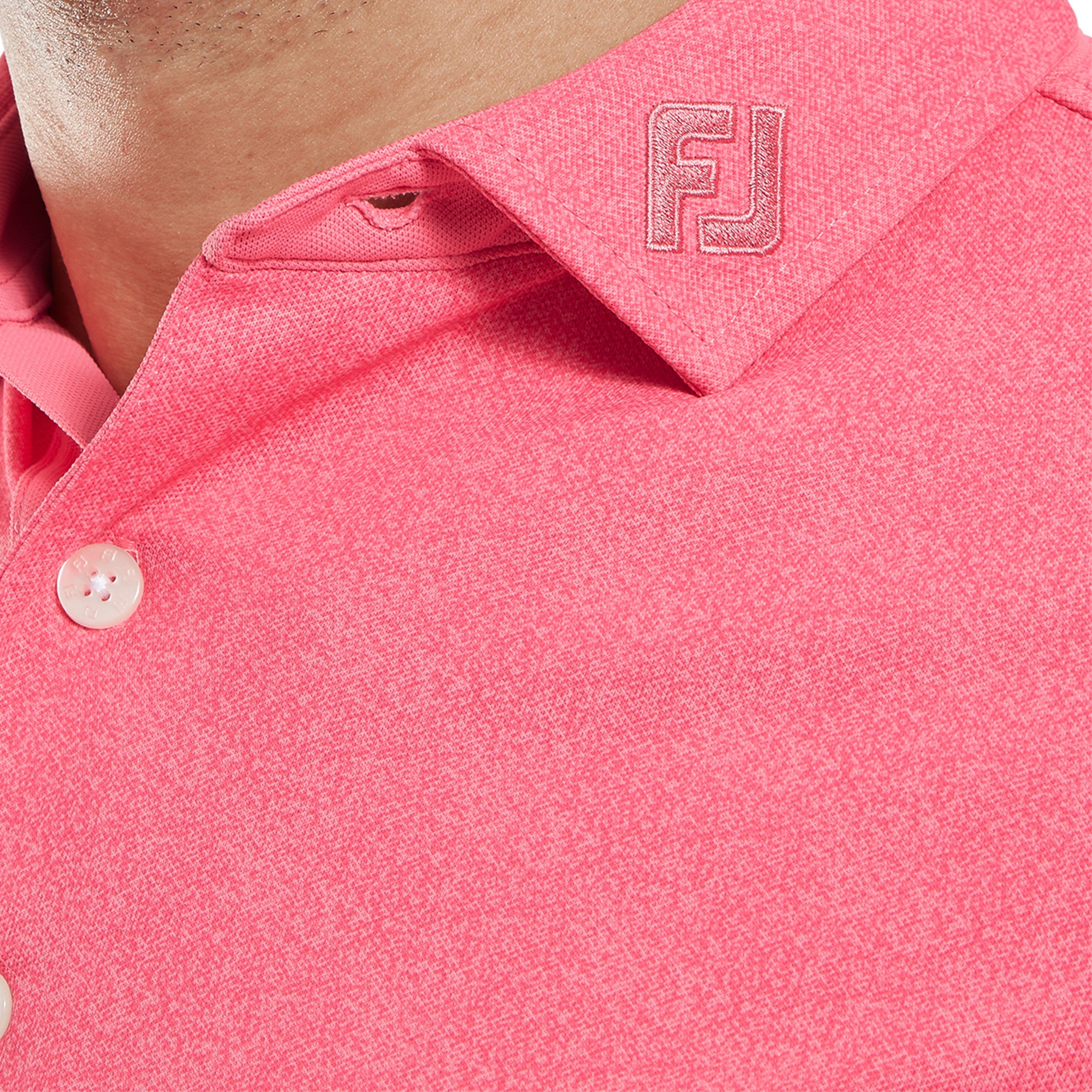 FootJoy Speckle Print Pique Golf Shirt Pink Lemonade