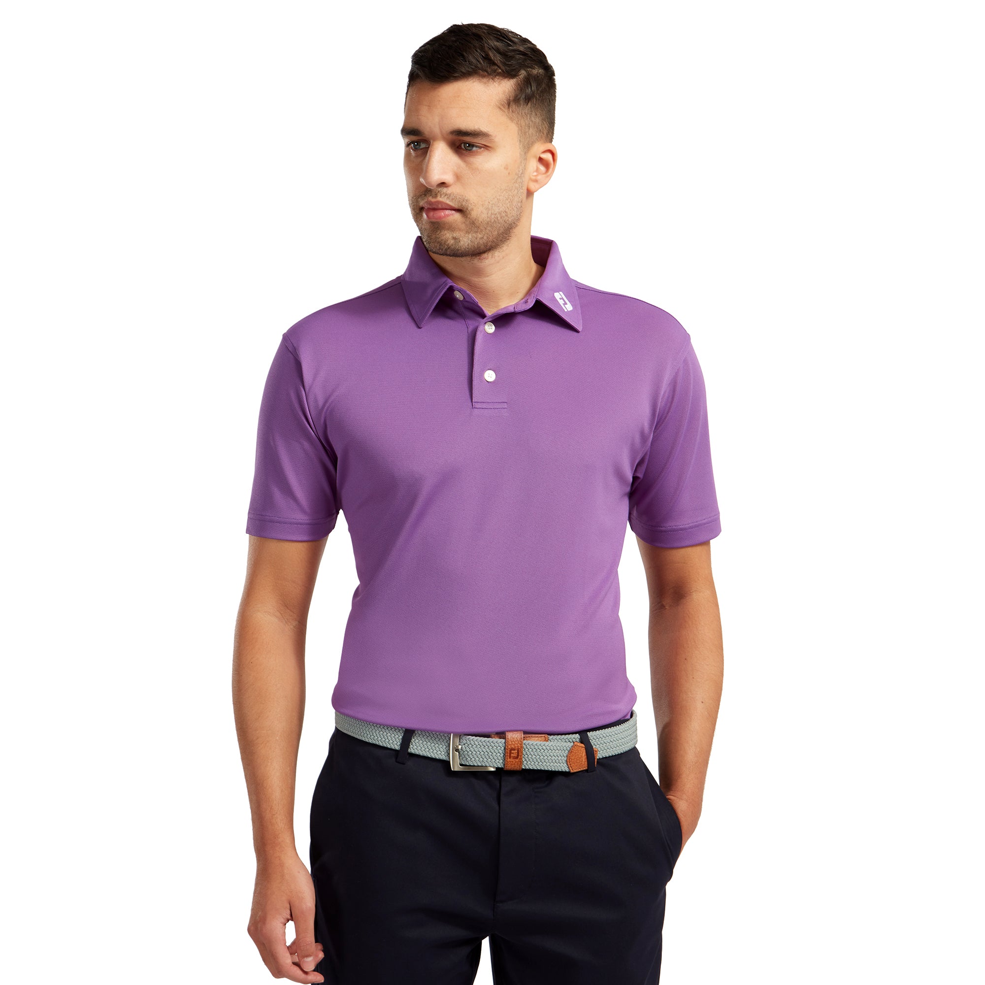 FootJoy Stretch Pique Solid Golf Shirt - Purple - 91820