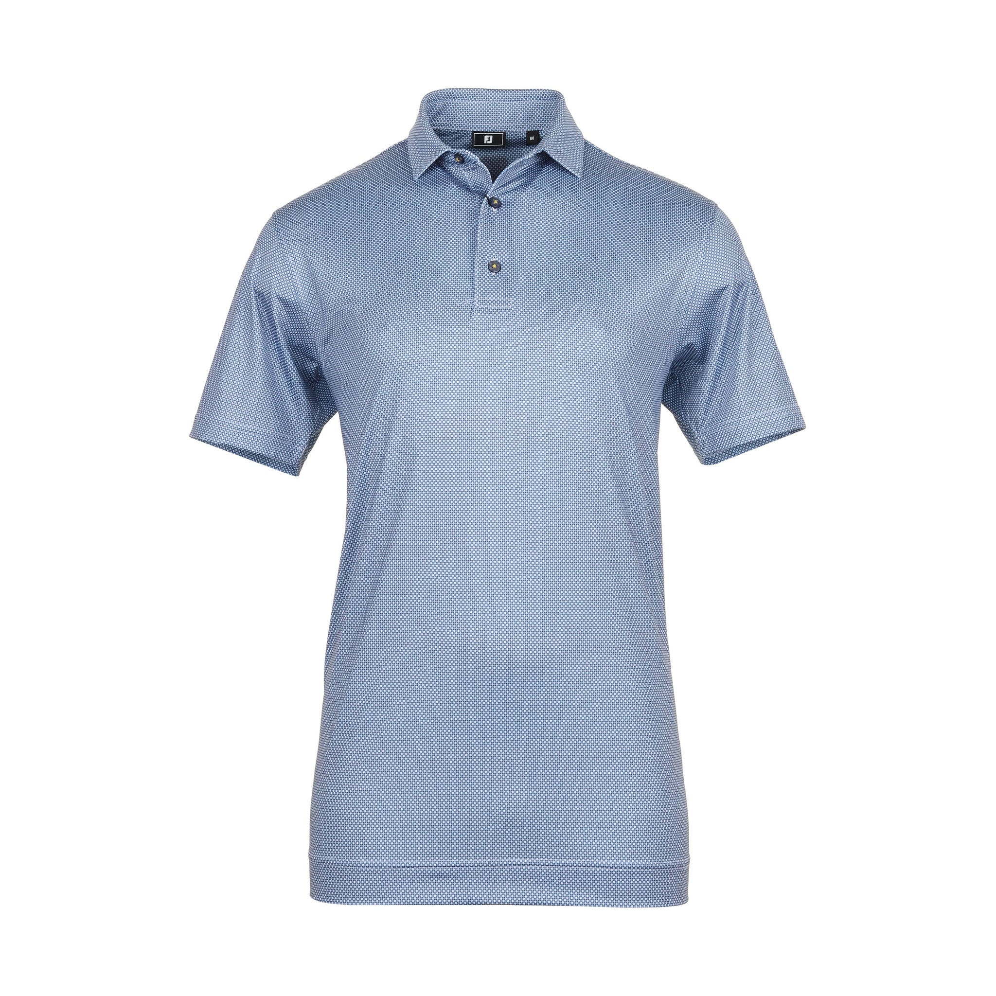FootJoy The Open Octagon Print Lisle Golf Shirt Open Blue/Antique Silver/White