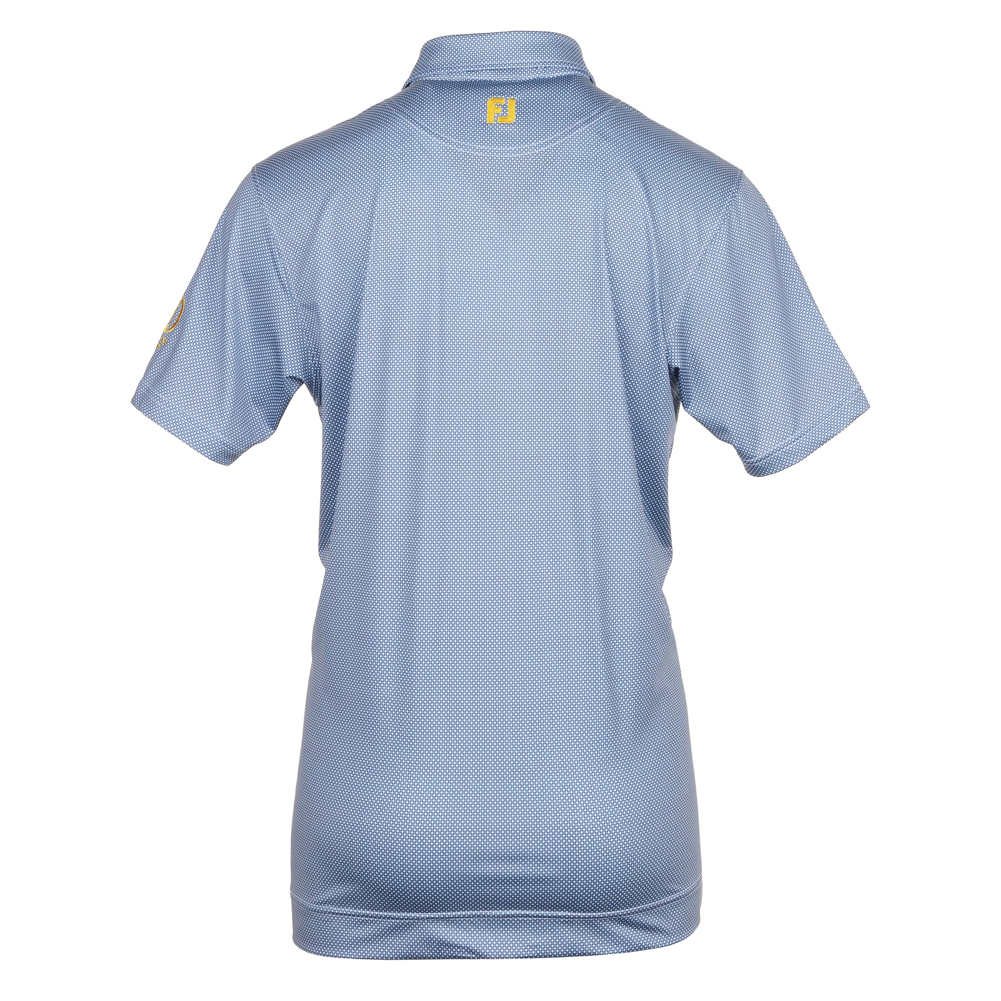 FootJoy The Open Octagon Print Lisle Golf Shirt Open Blue/Antique Silver/White
