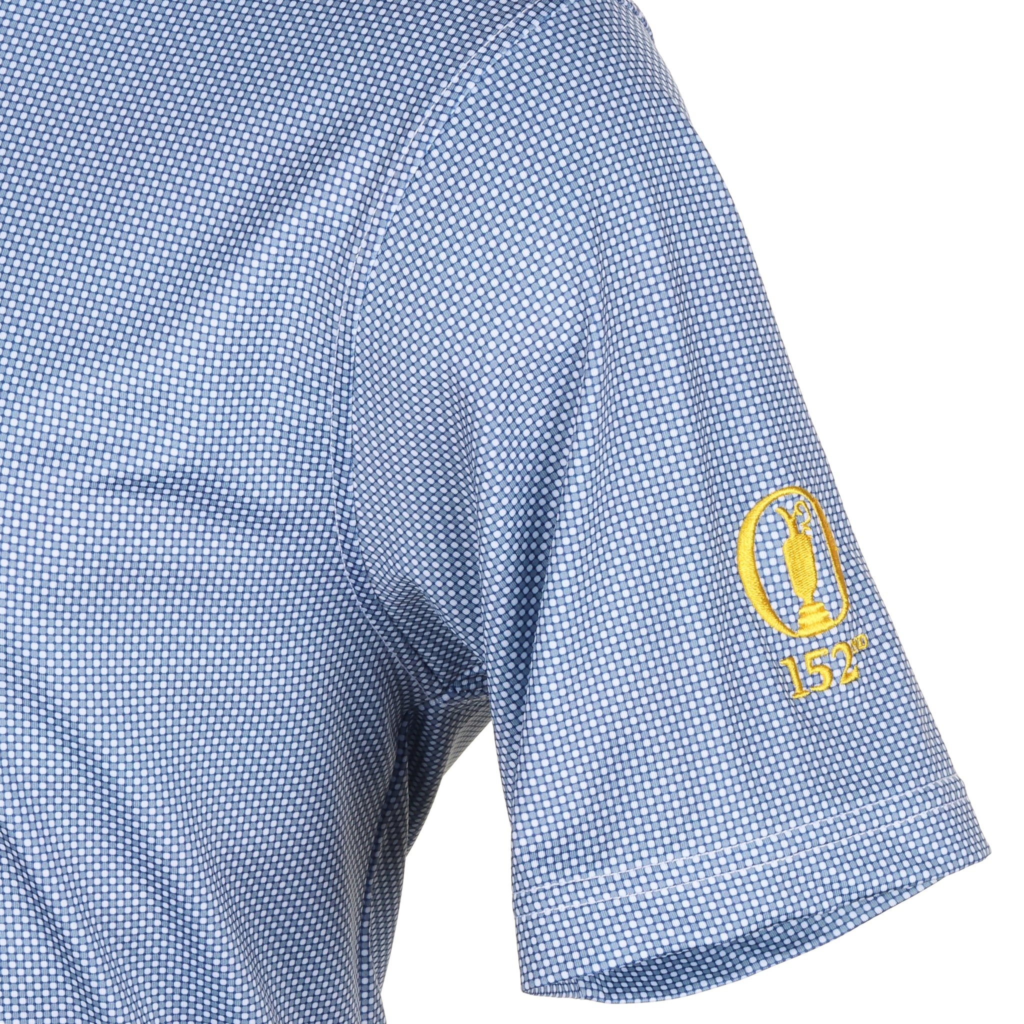 FootJoy The Open Octagon Print Lisle Golf Shirt Open Blue/Antique Silver/White