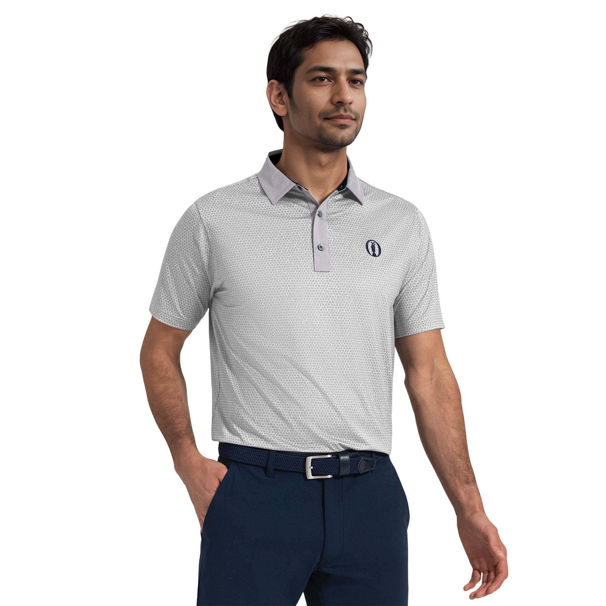 FootJoy The Open Octagon Rocks Lisle Golf Shirt - Grey - 38878 ...